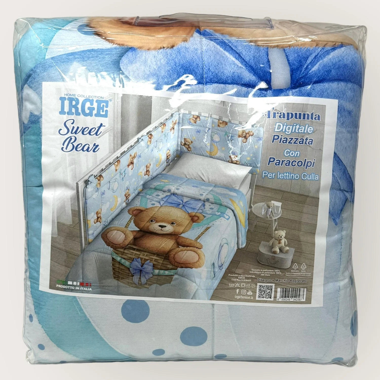 Piumone Teddy con paracolpi Azzurro