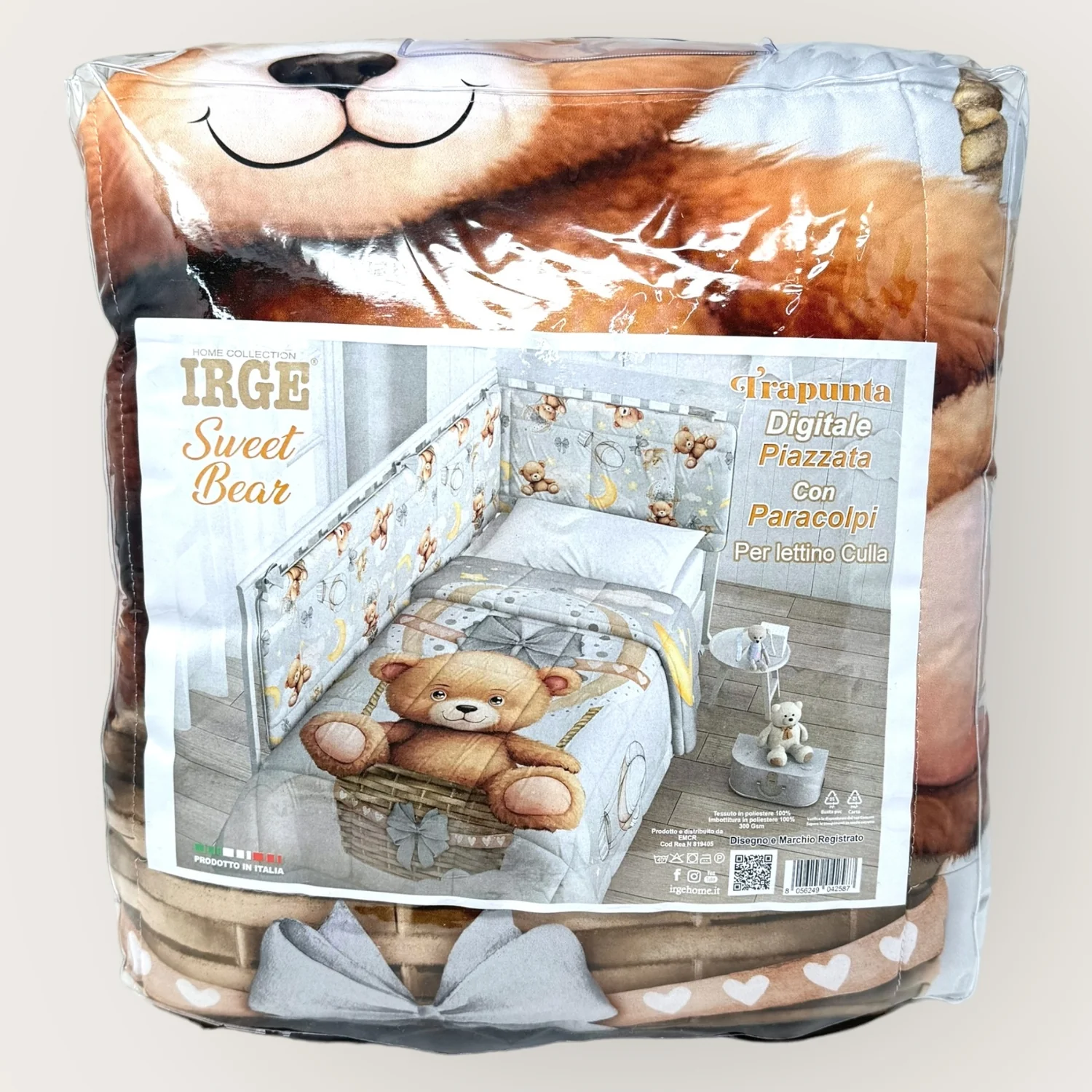 Piumone Teddy con paracolpi Grigio