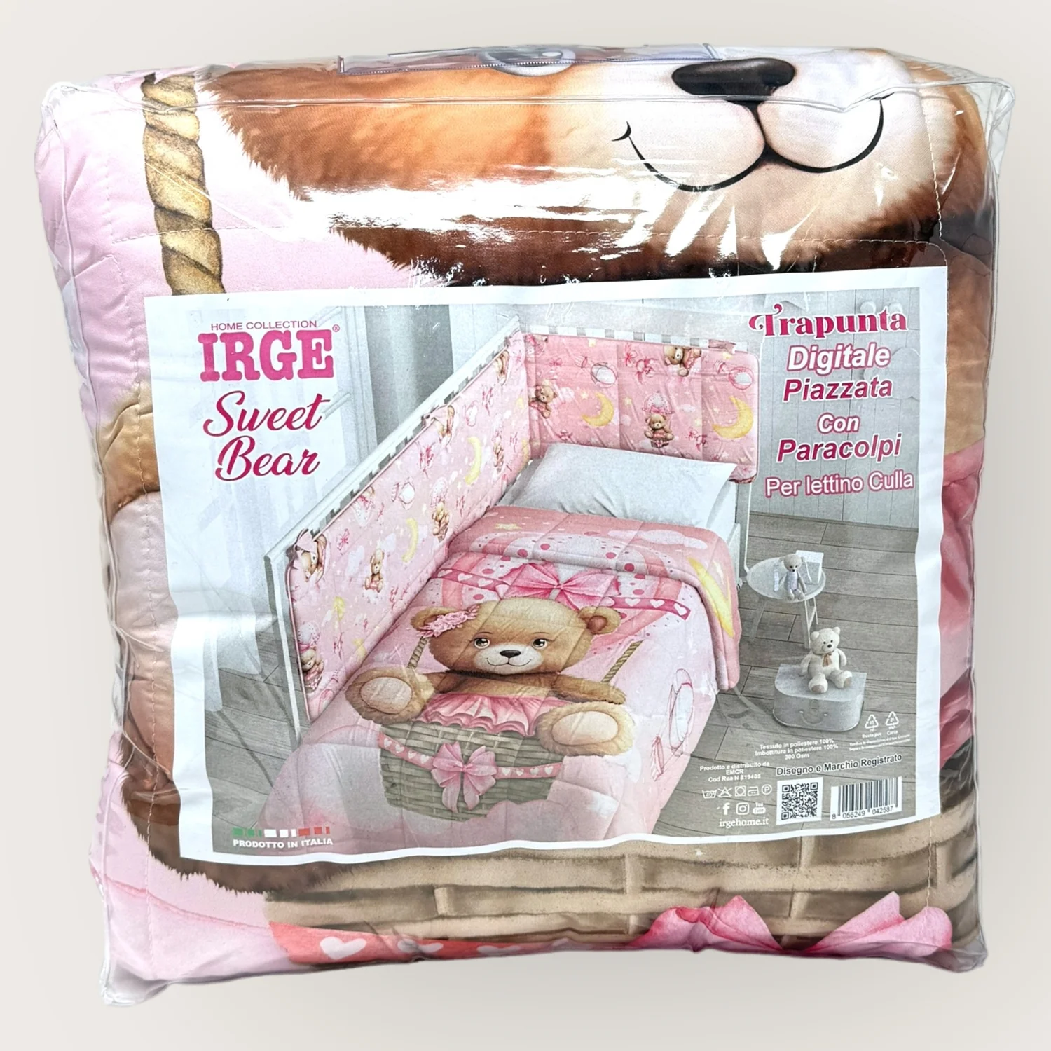 Piumone Teddy con paracolpi Rosa