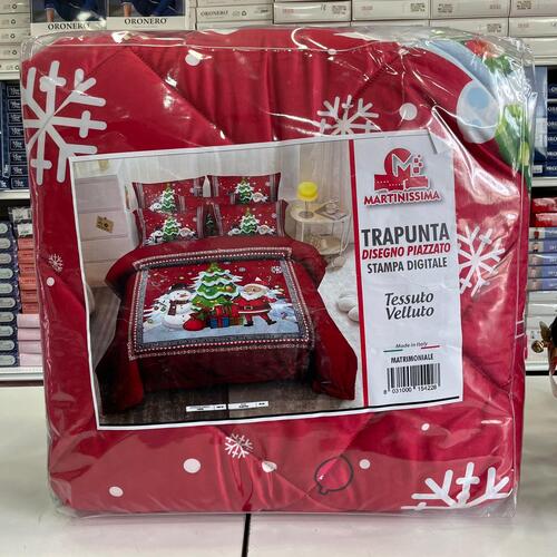 Trapunta letto matrimoniale in velluto con stampa digitale natalizia