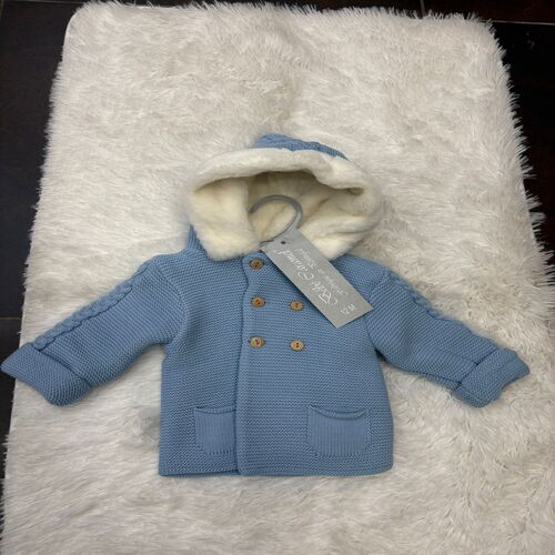 Cappottino in lana con pelliccia neonato