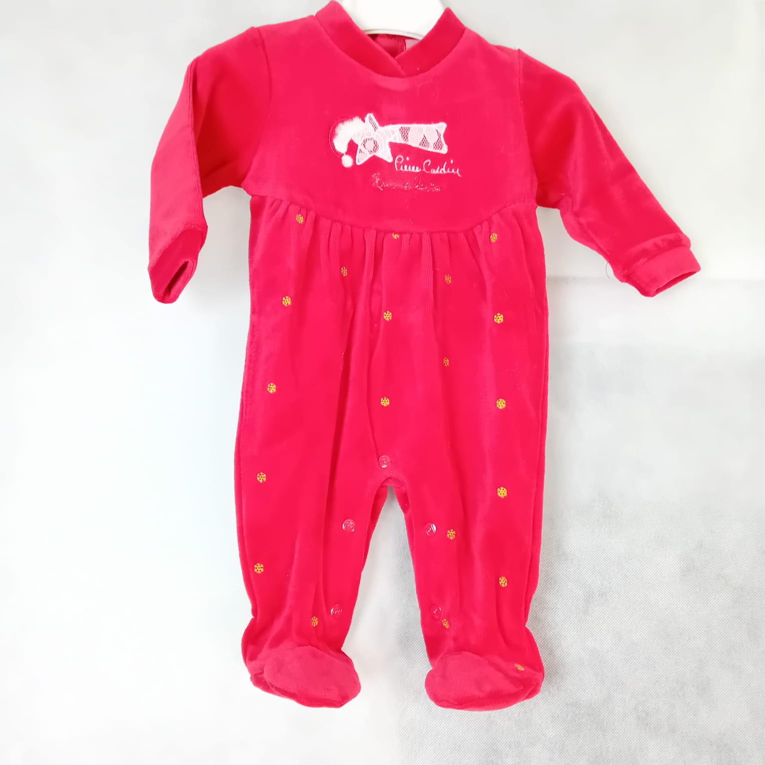 Tutina in ciniglia neonata  natalizia rossa