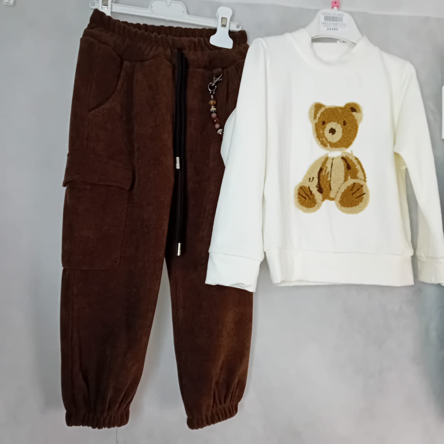 Completo teddy bimbo velluto coste