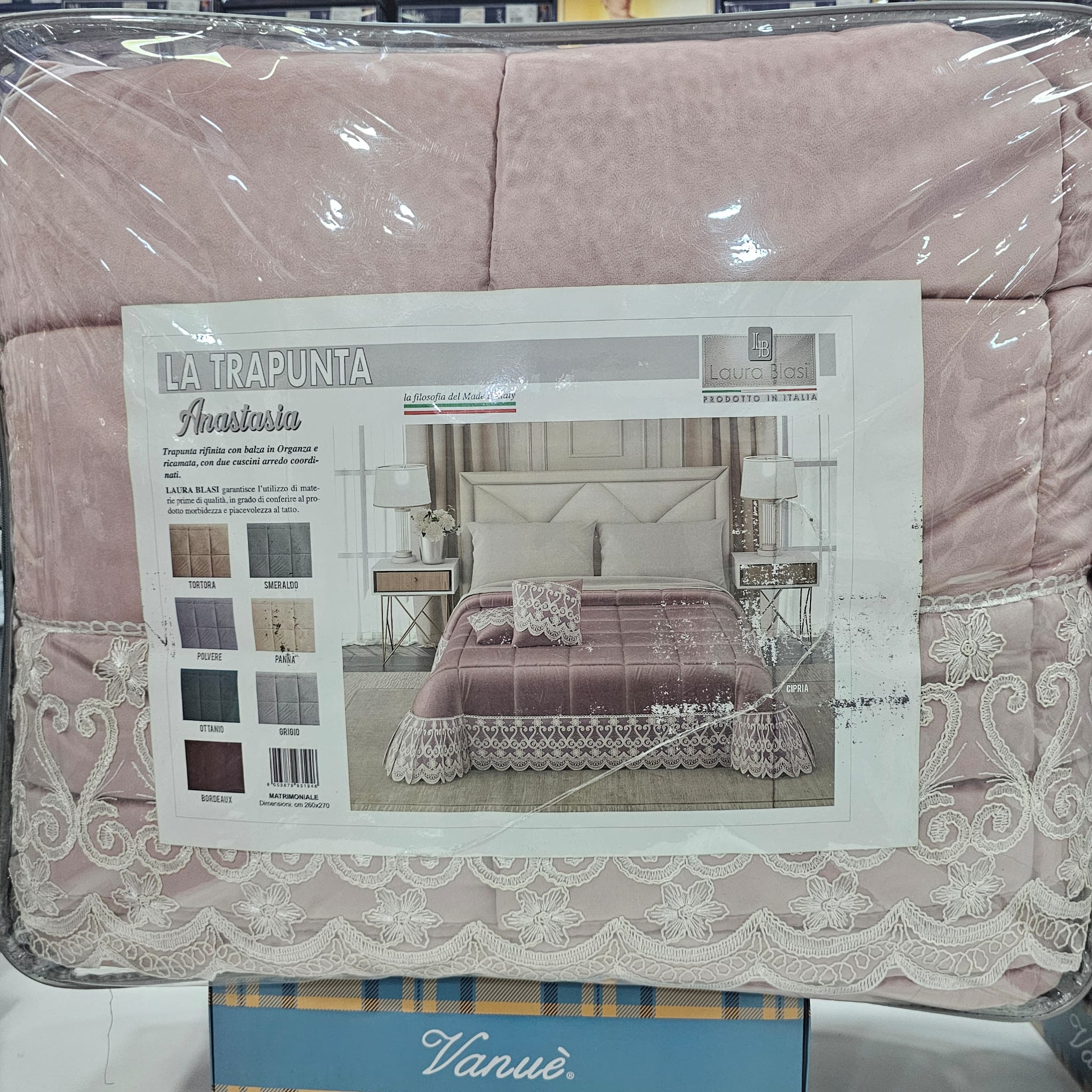 Piumone alta qualità velluto e pizzo debrode + cuscino omaggio 350gr imbottitura