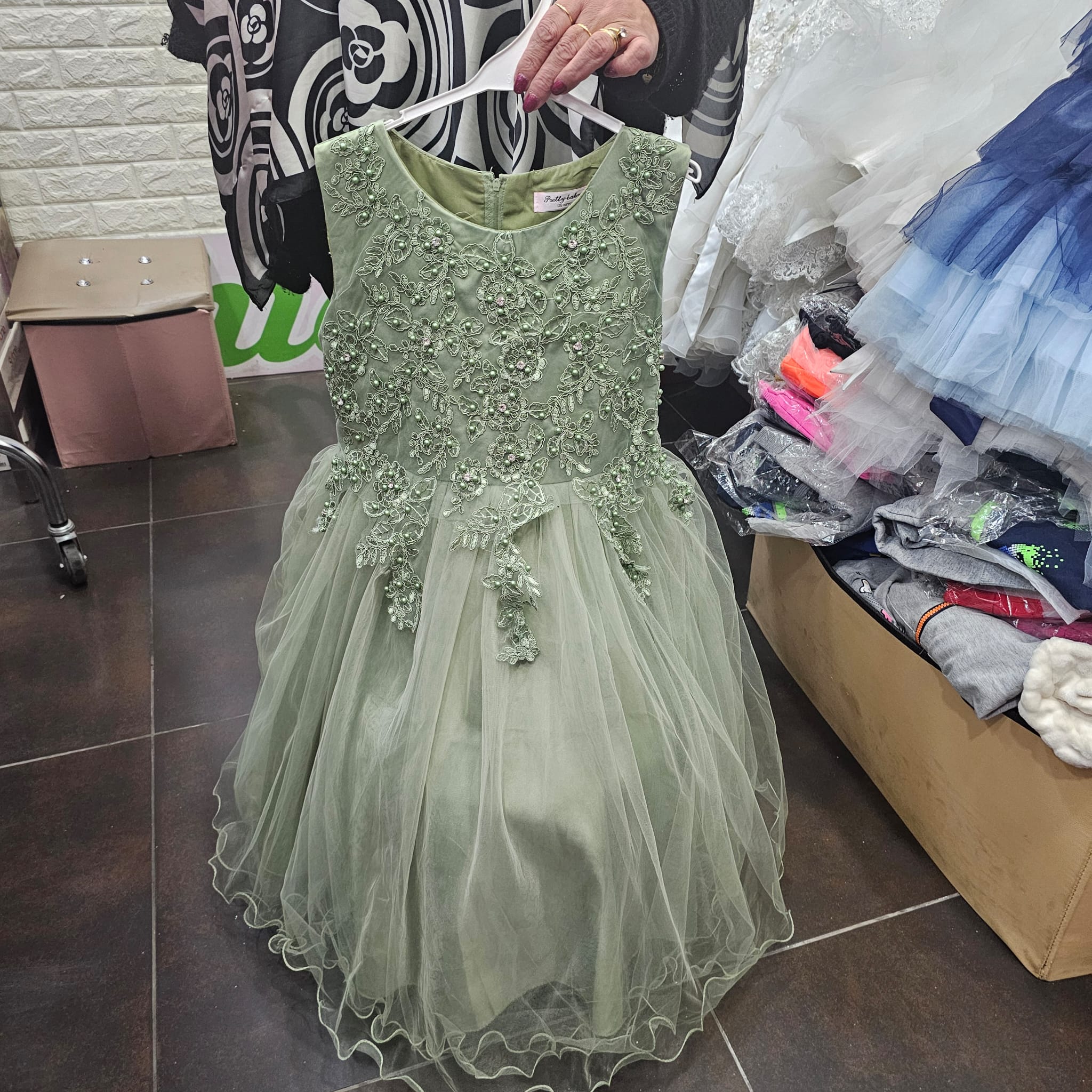 Vestito cerimonia Salvia pizzo