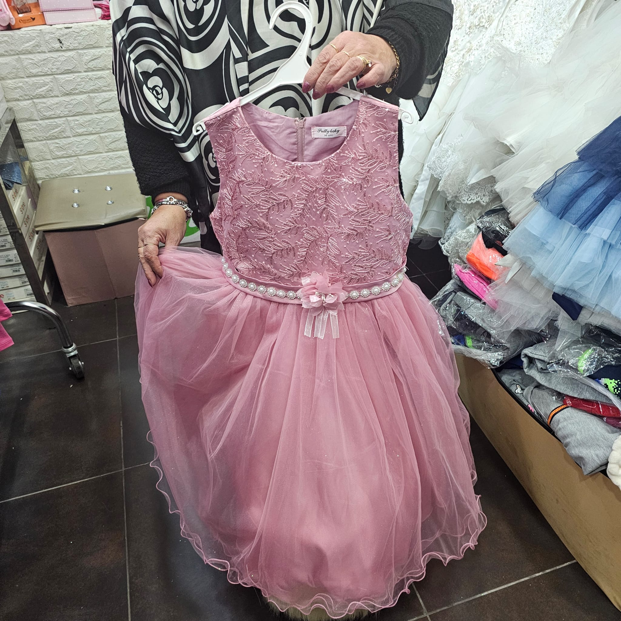 Vestito cerimonia Rosa perle