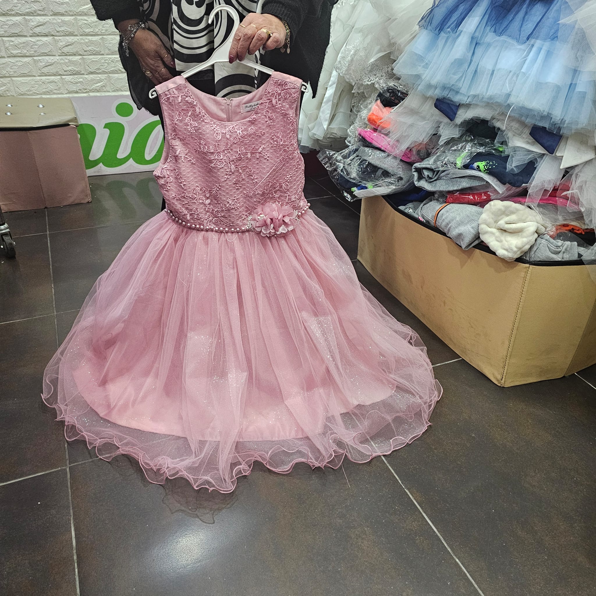 Vestito cerimonia Rosa perline piccole