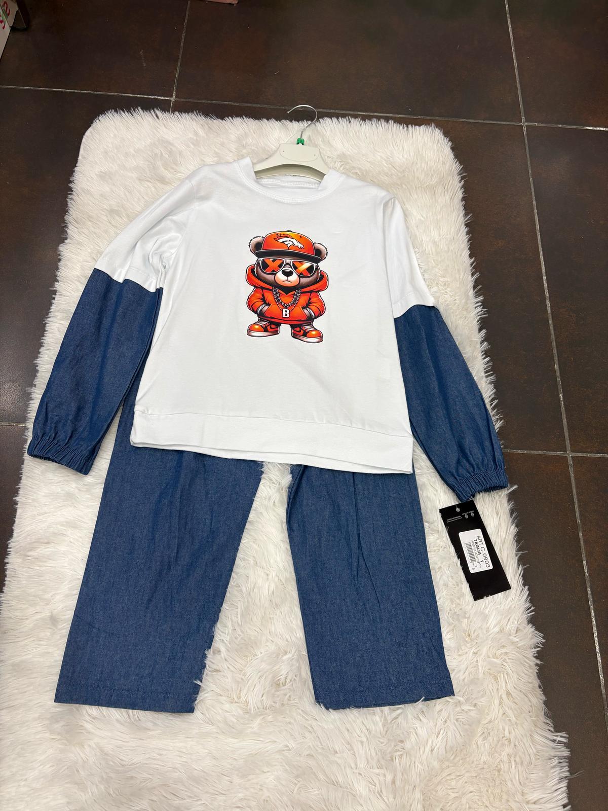 Completo in jeans bimbo maglia con pantalone