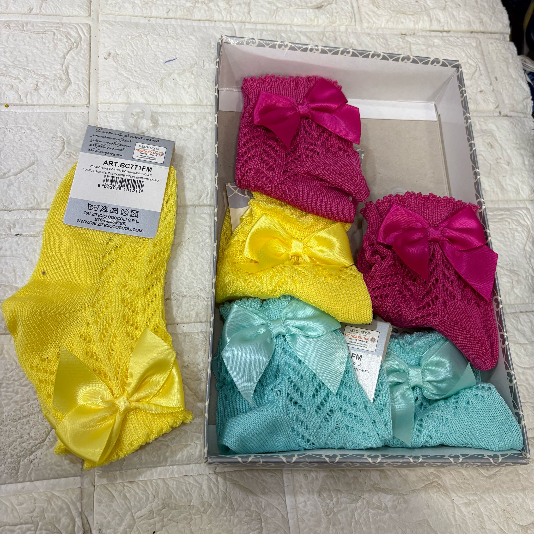 Calzini bimba filo fiocchi corti