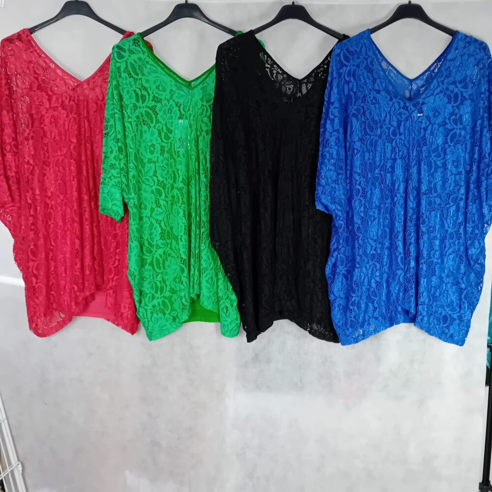 Casacca pizzo francese con top - nero