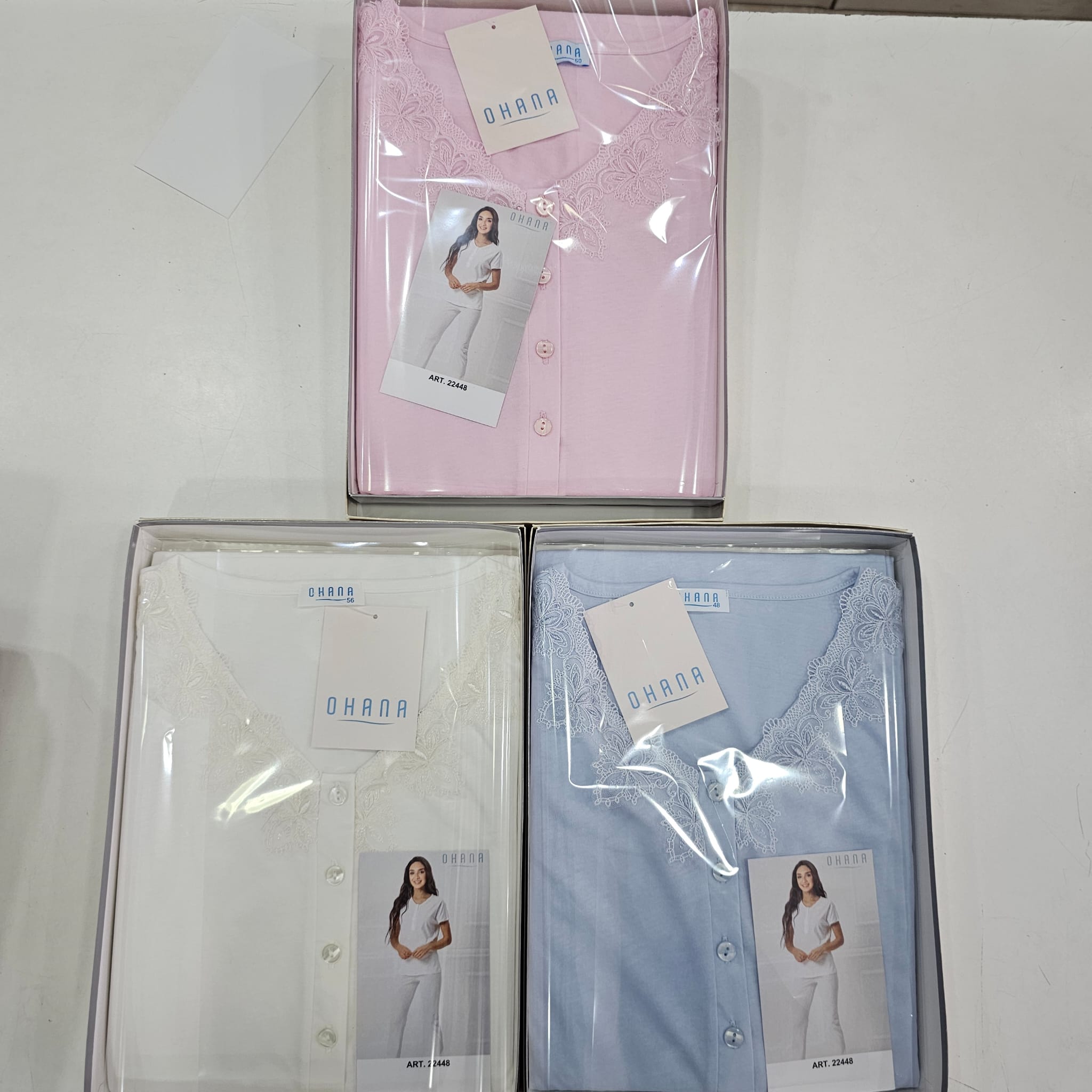 Pigiama mezza manica corta pantalone lungo ohana 4 bottoni