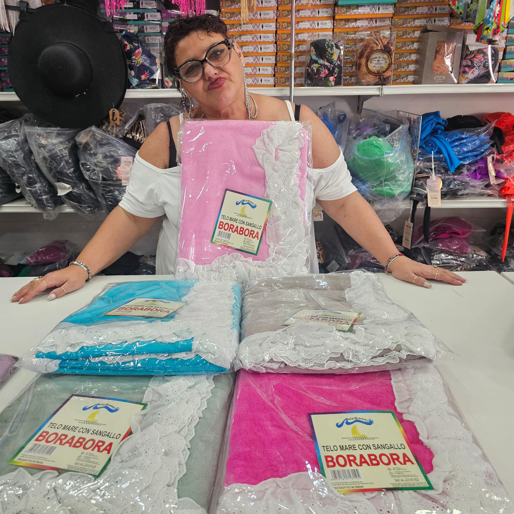 Telo spugna con balza in pizzo san gallo