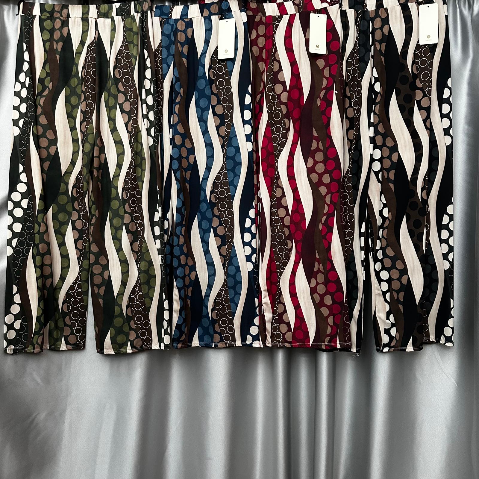 Pantalone in viscosa letizia fantasia Tg unica oversize