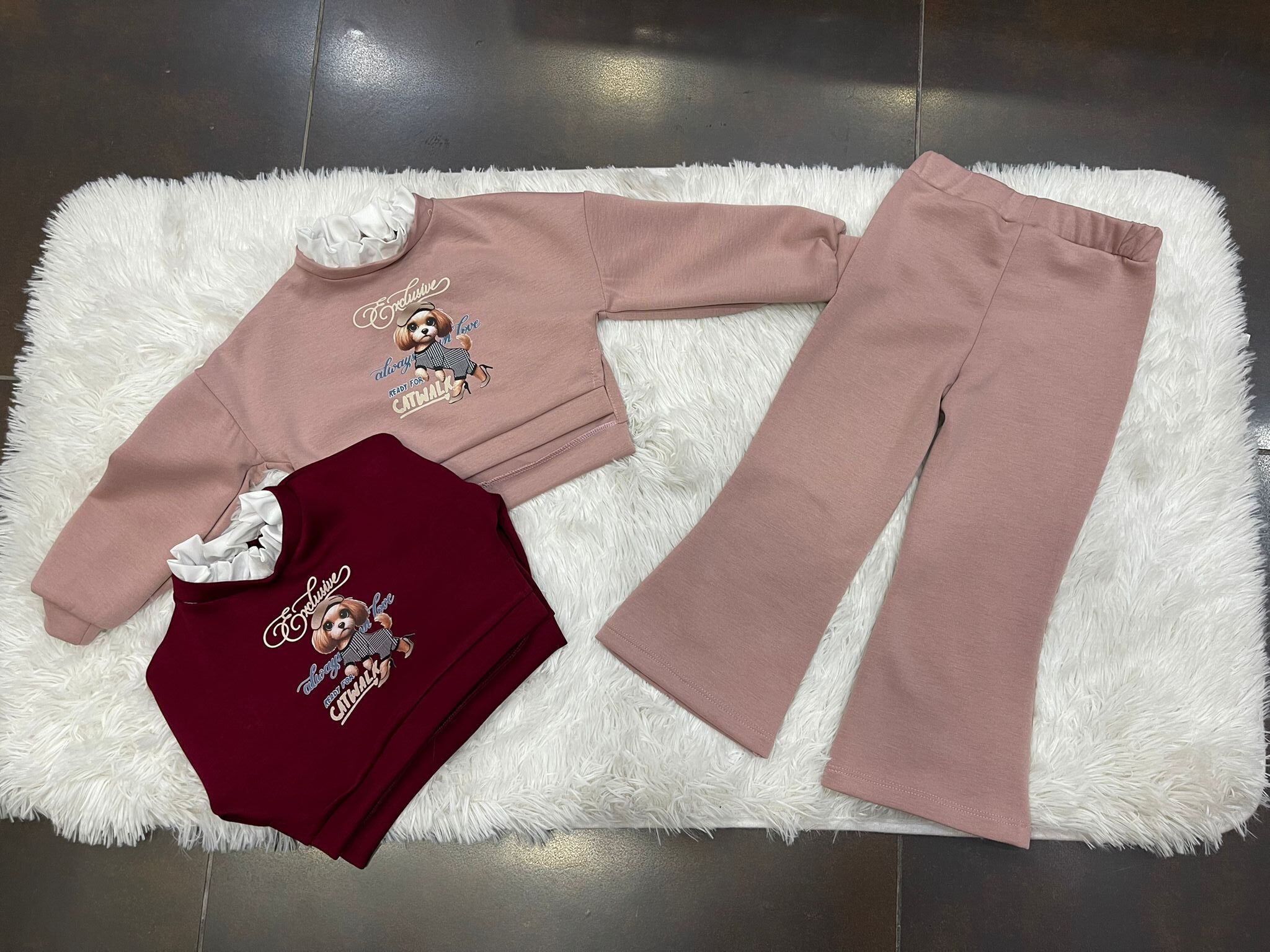 Completo bimba cagnolino plissè al collo