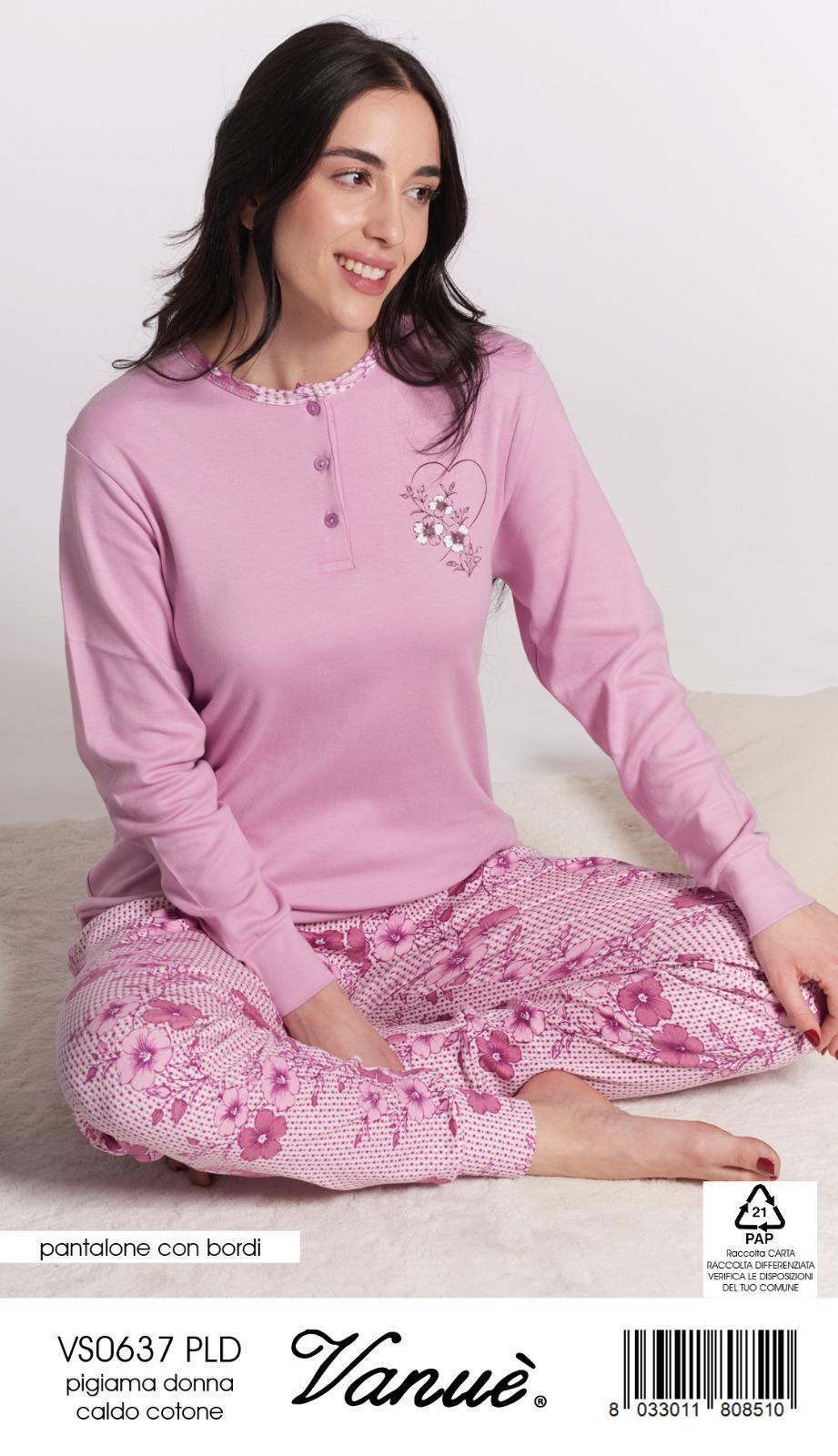 Pigiama donna cotone caldo vanue art.637