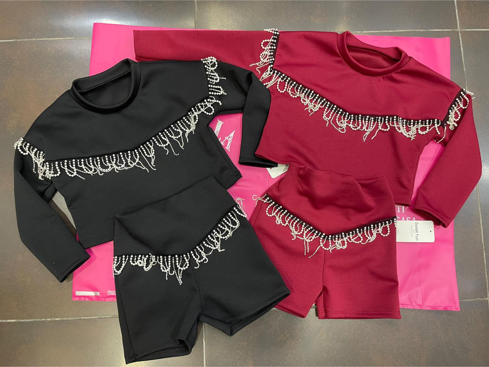 Completo bimba con pantaloncini e strass