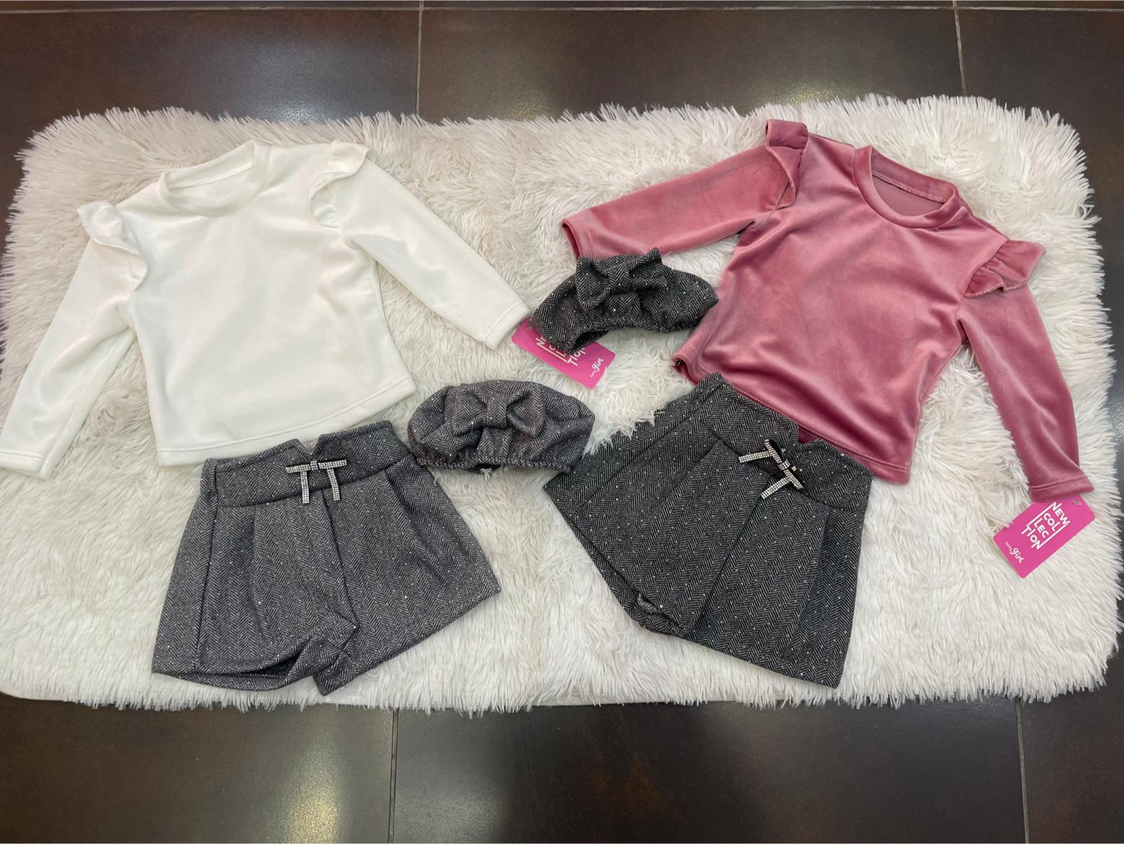 Completo bimba con pantaloncini e cappello