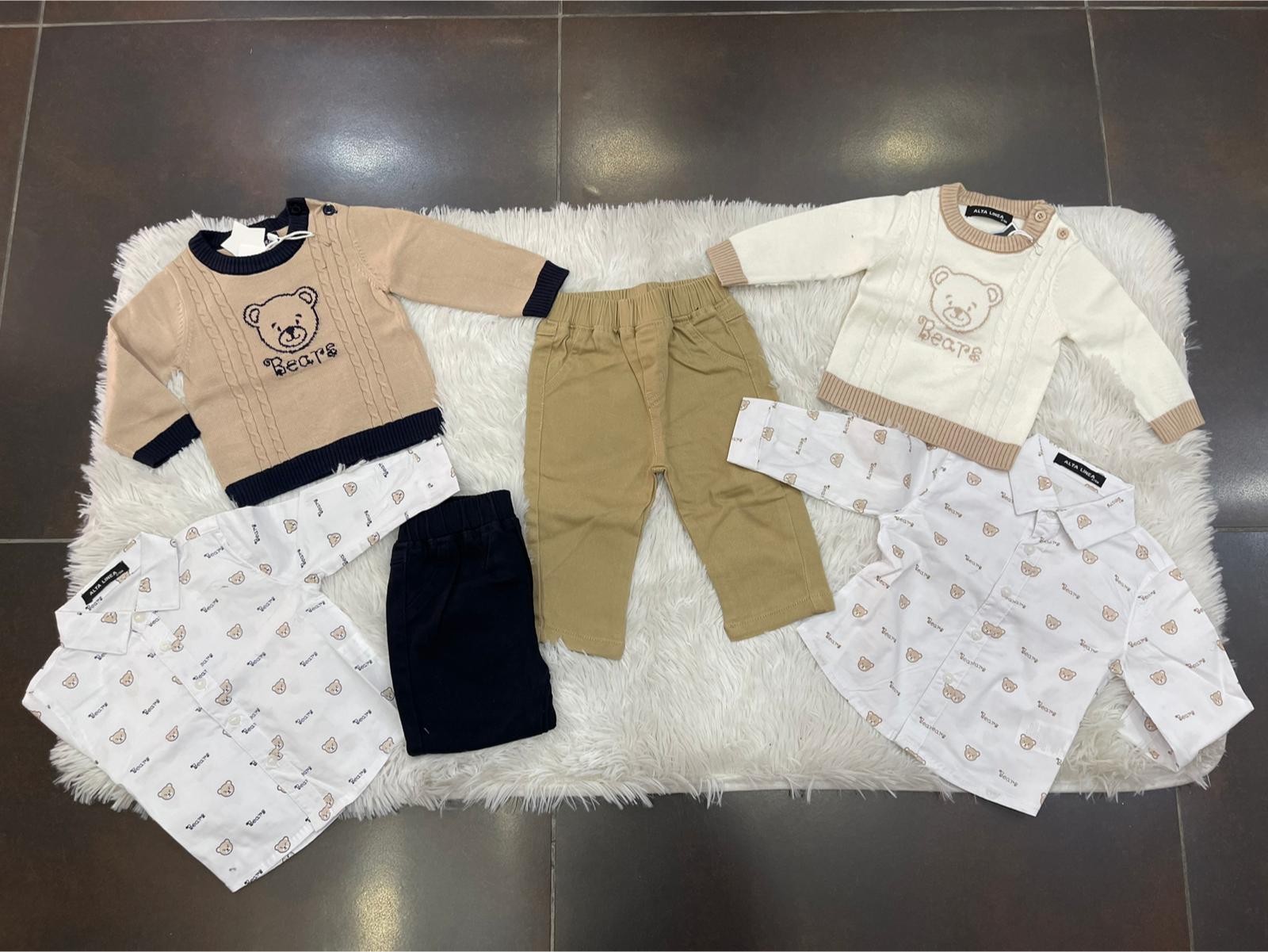 Completo baby 3 pezzi con camicia teddy maschio