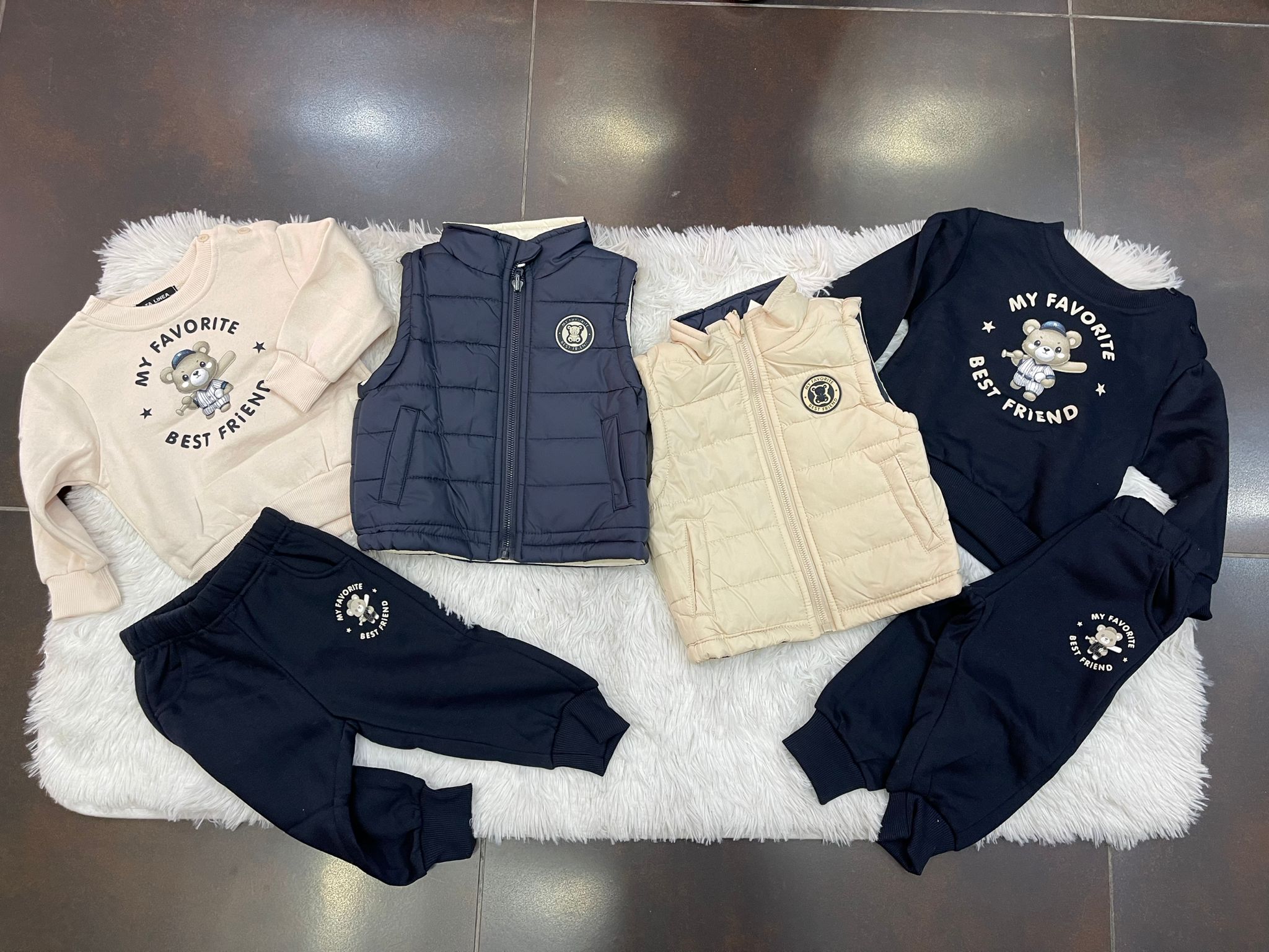 Completo baby maschio 3pezzi gilet imbottito