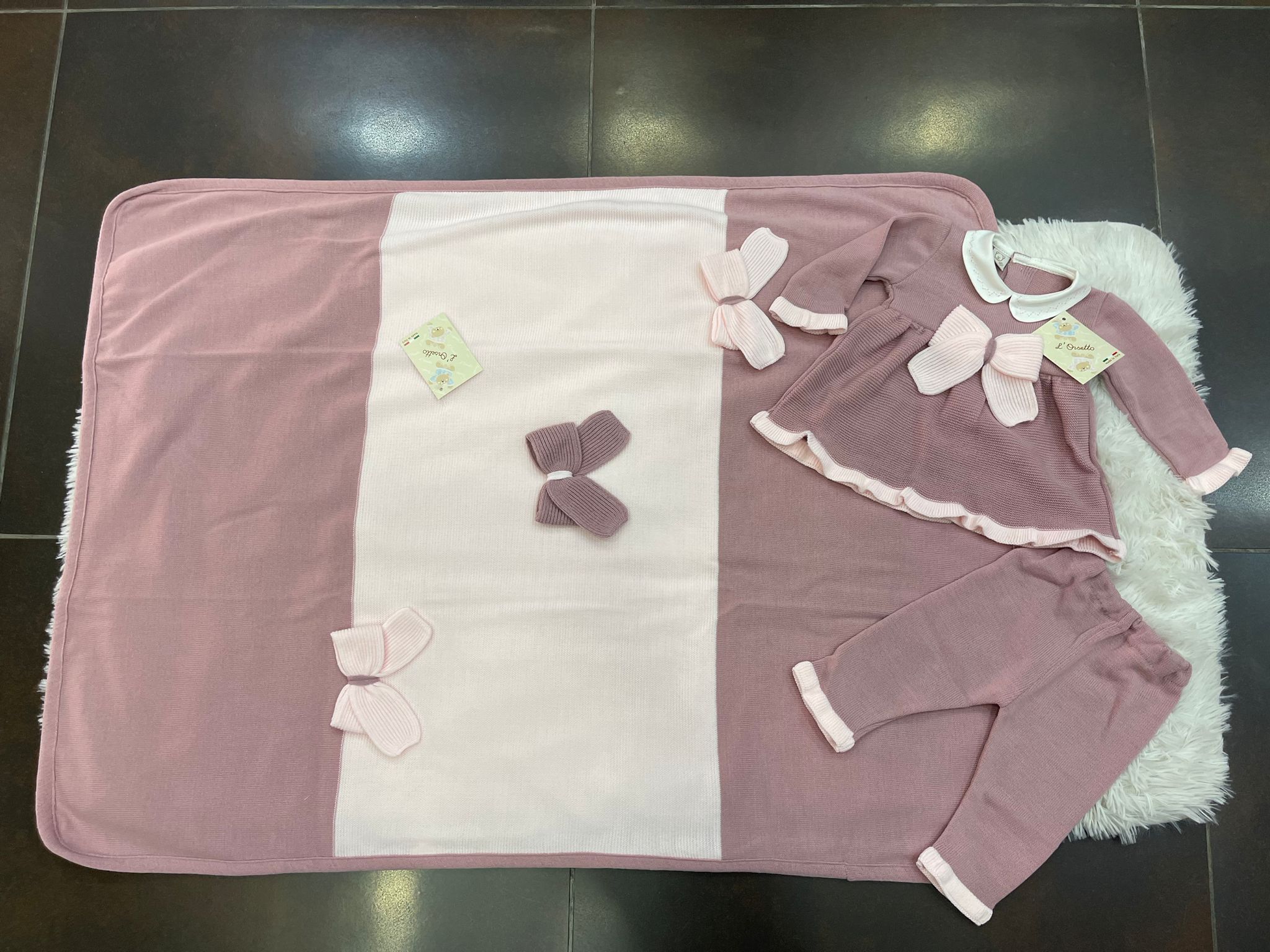 Set Neonata Rosa Fiocco – 2 pezzi Tg Unica