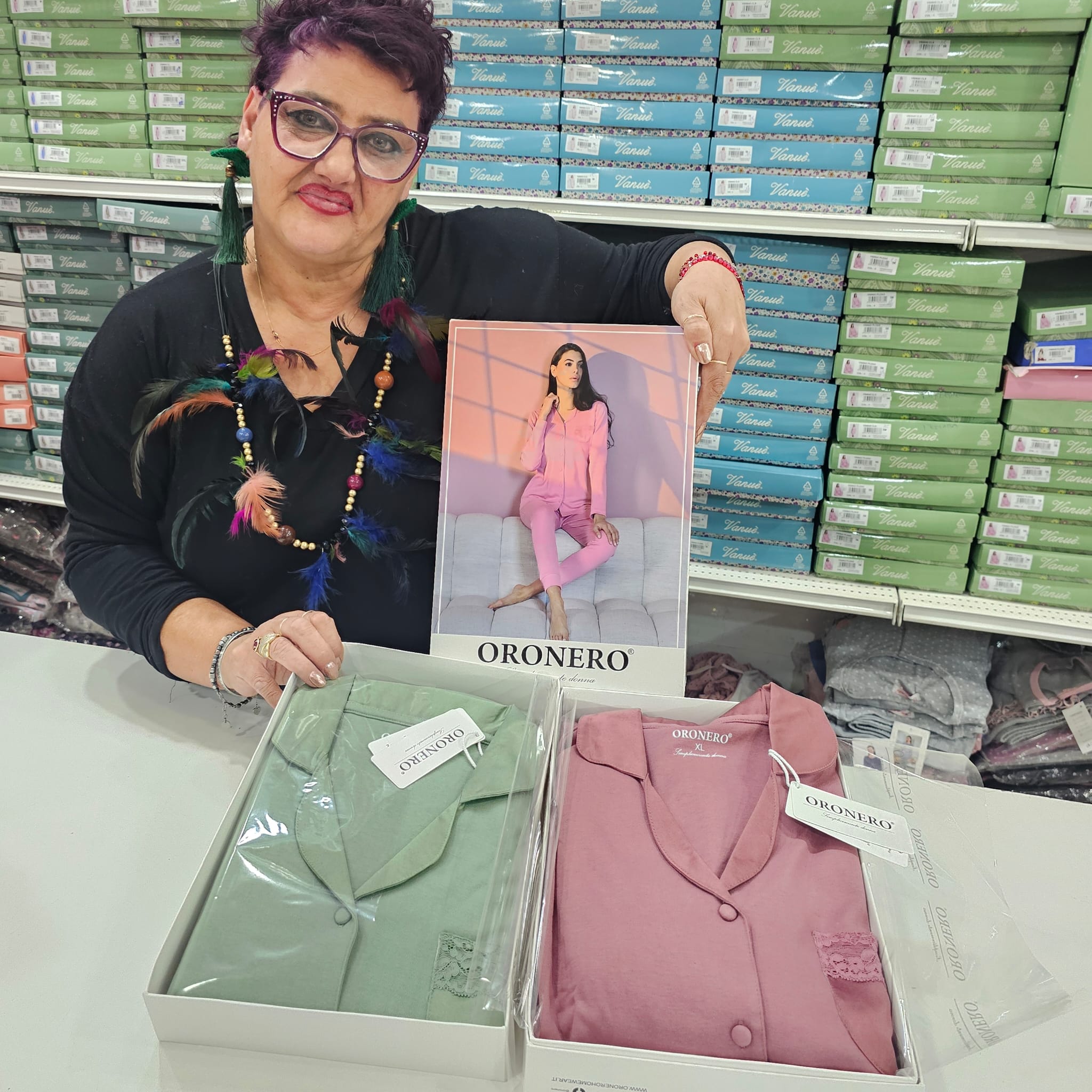 Pigiama donna oro nero aperto taschino raso caldo cotone