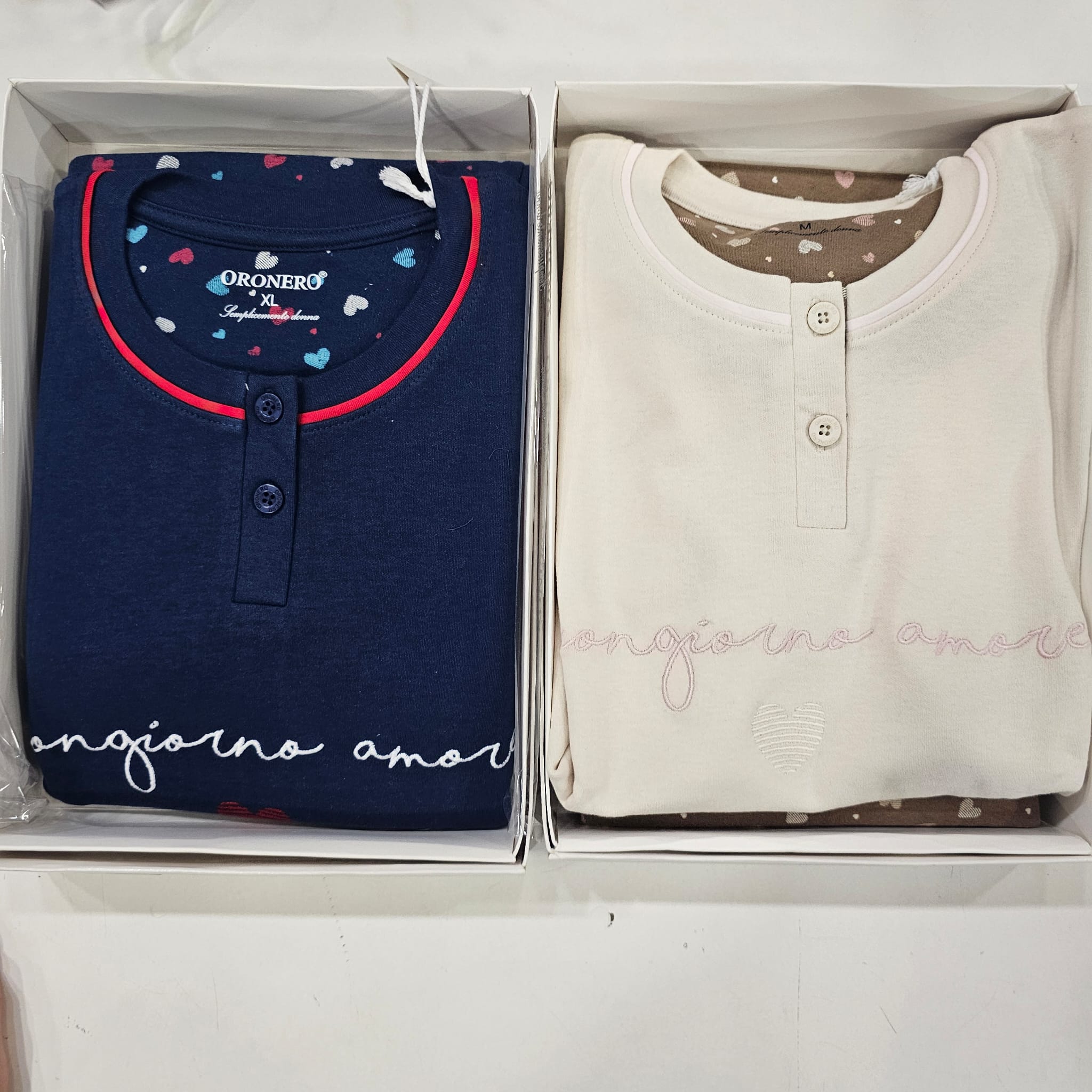 Pigiama oro nero caldo cotone buongiorno amore