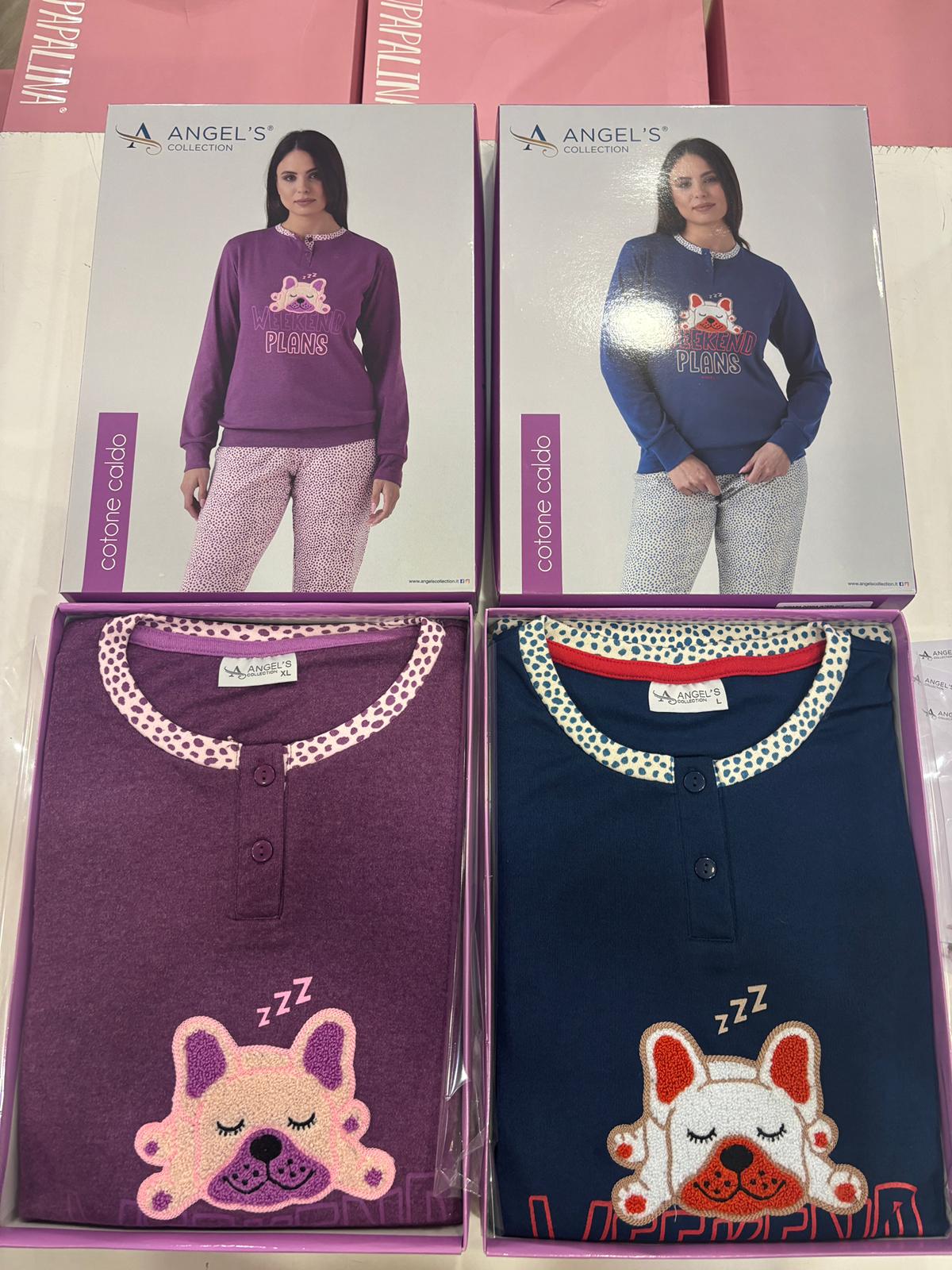 Pigiama angel's cotone caldo cane che dorme