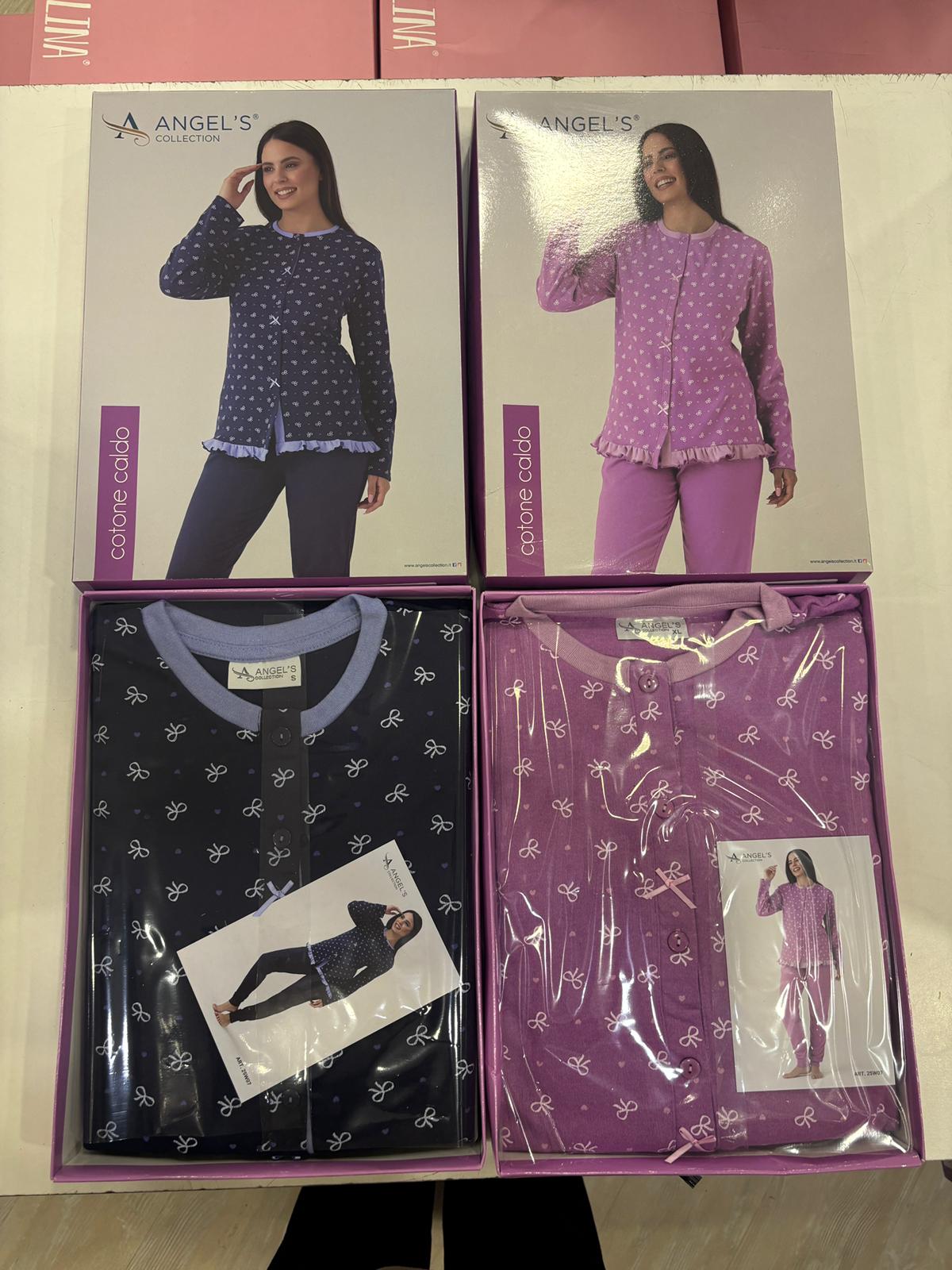 Pigiama donna cotone caldo aperto angel's