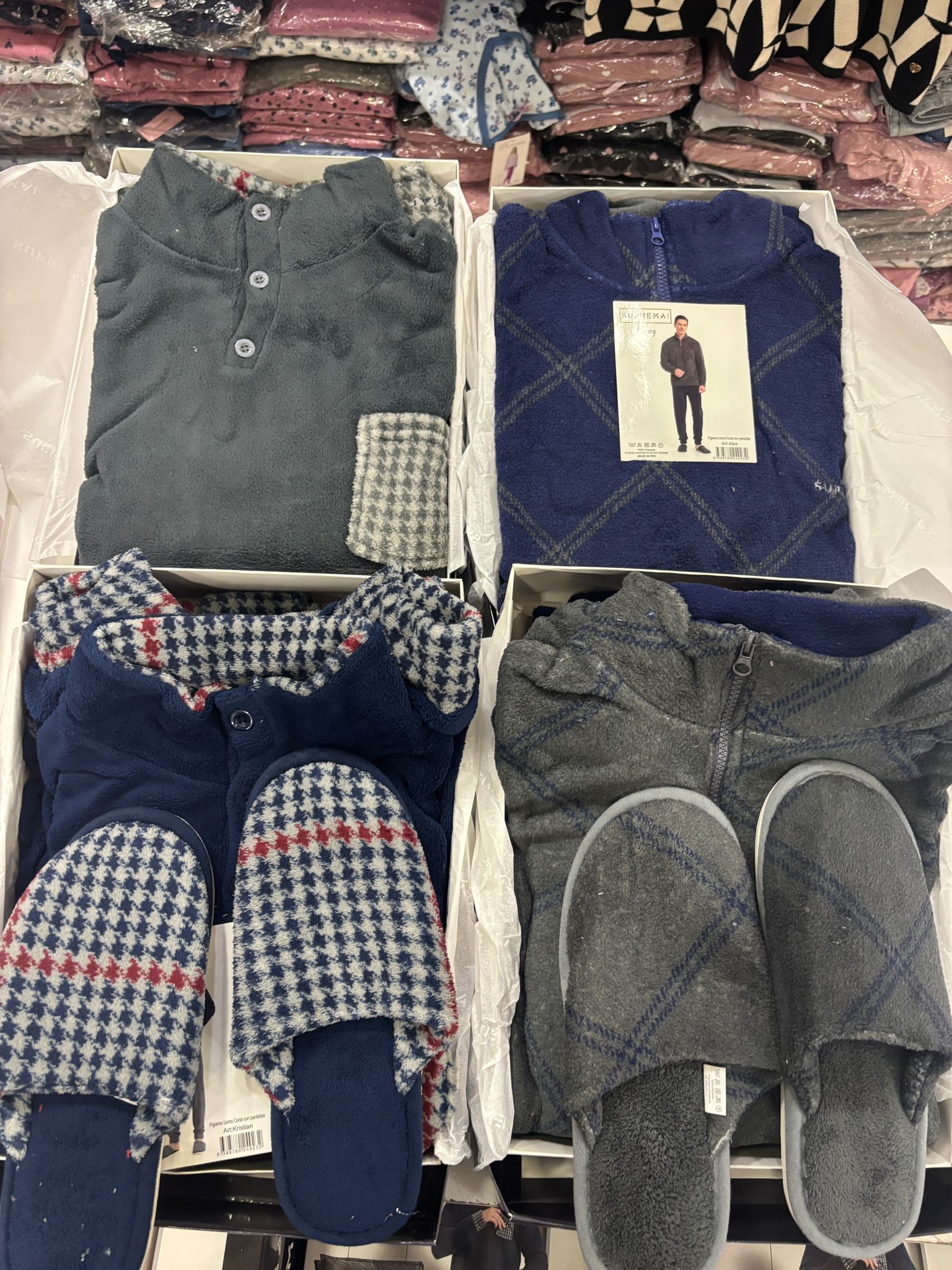 Pigiama koral uomo con pantofole suprema