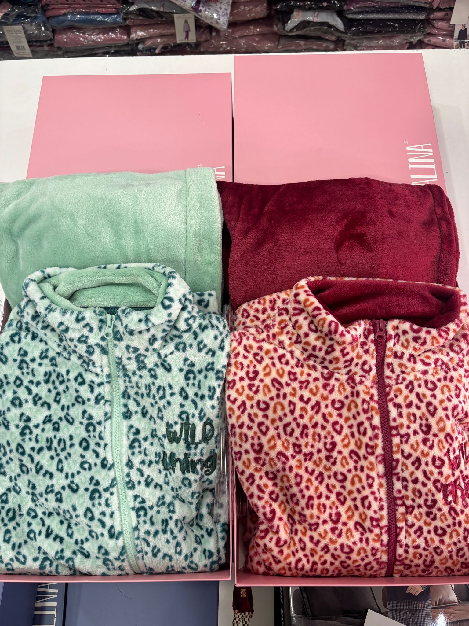 Pigiama papalina in coral zip maculato