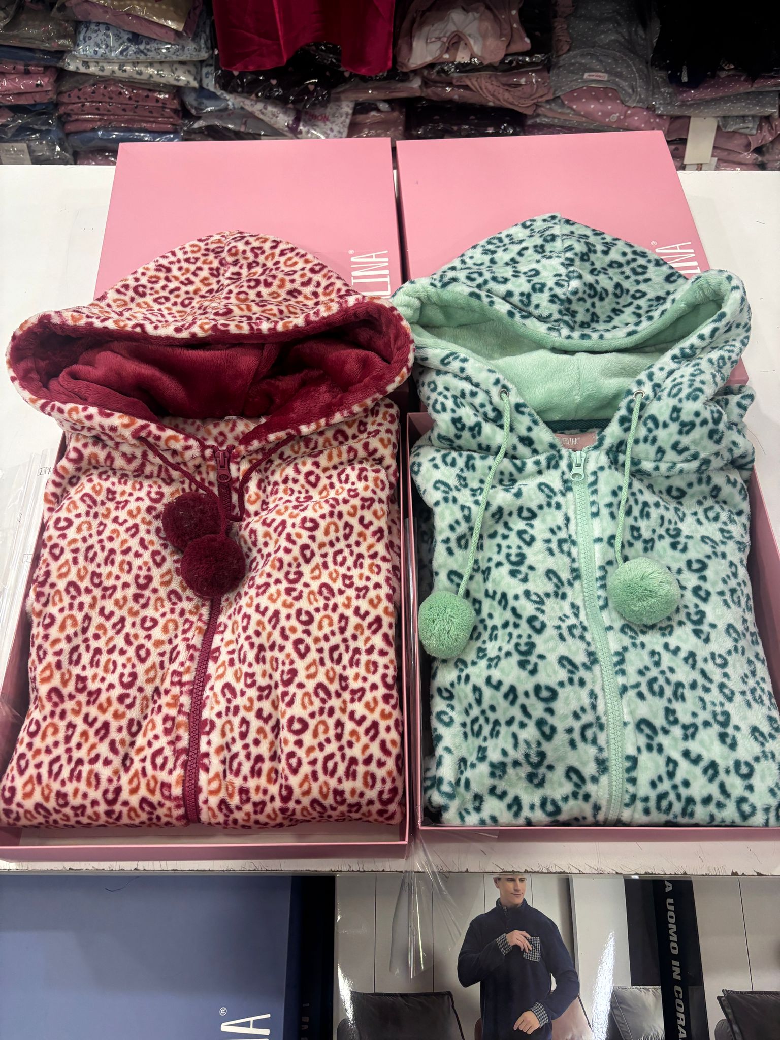 Vestaglia donna papalina in coral maculata cappuccio