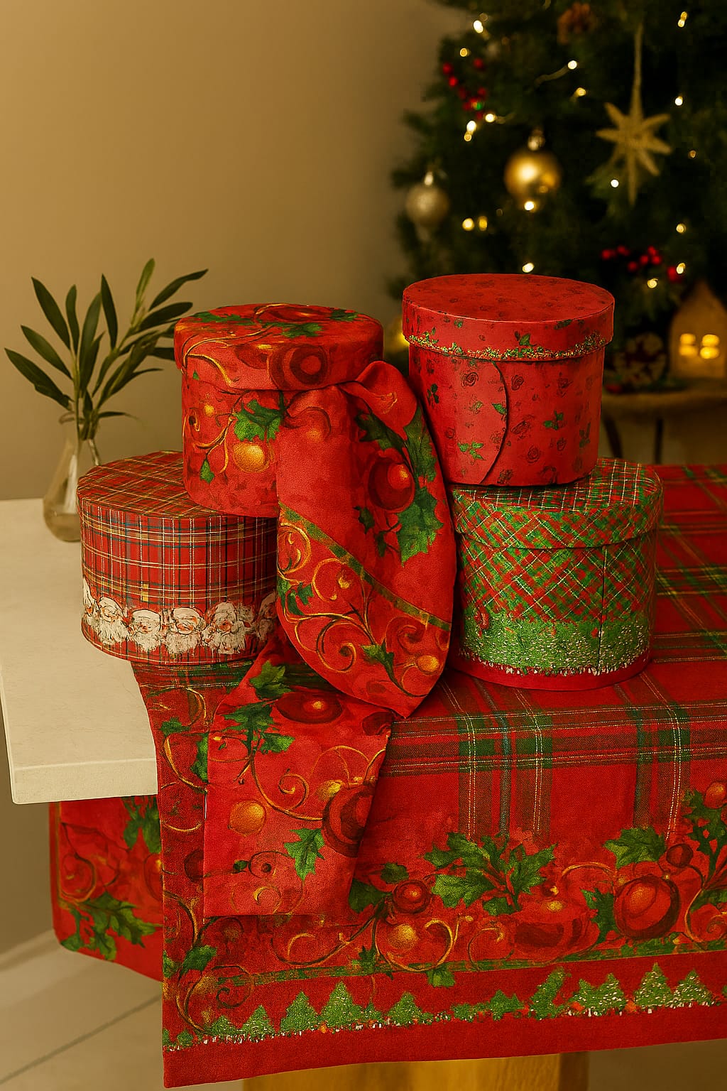 Scatola regalo con tovaglia in panama x 12 natalizia Prezzo bomba