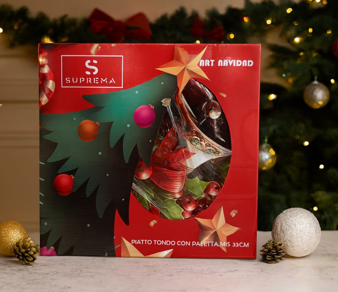 piatto con paletta natale grafica mista prezzo bomba