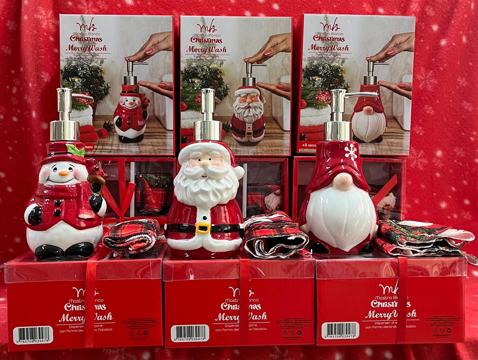 Set dispenser + 4 lavette rossi