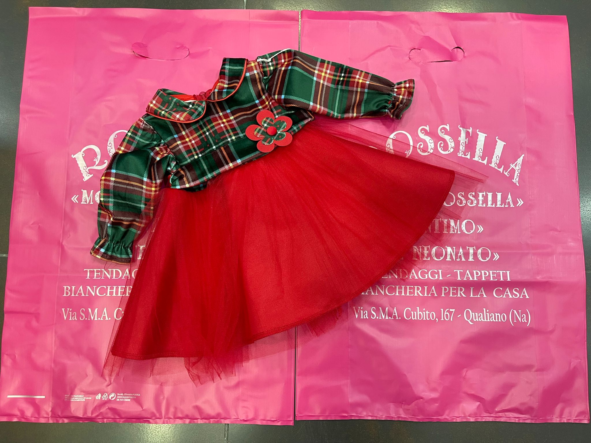 Vestito baby femminuccia scozzese tulle