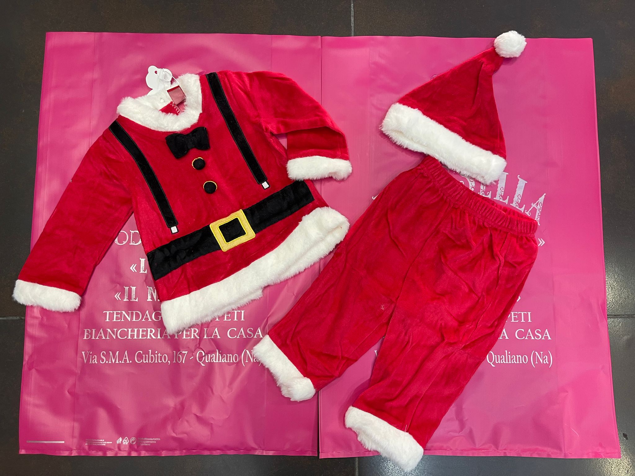 Completino babbo natale 3 pezzi con cappellino semplice