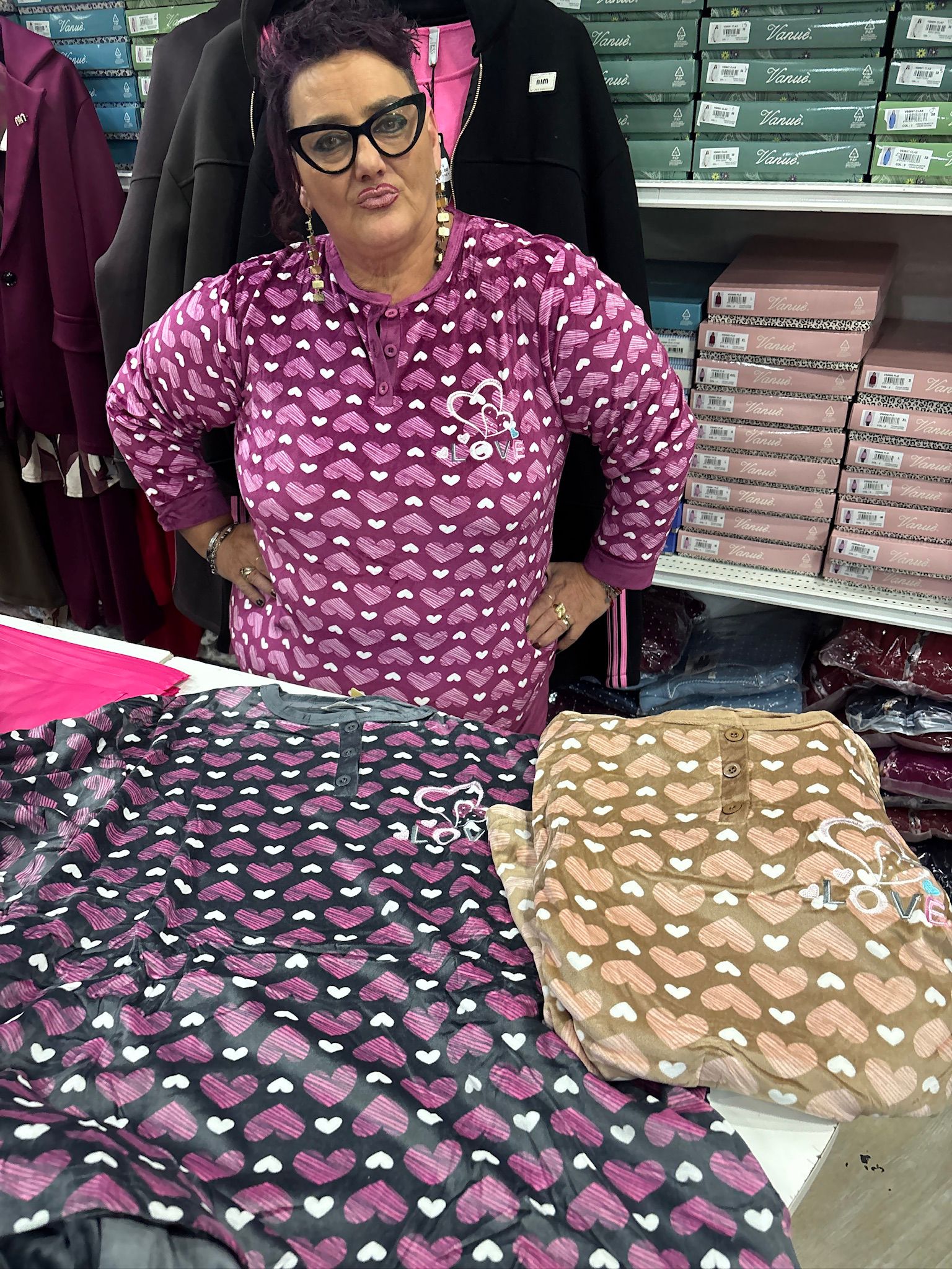 Pigiama cuore novità in velluto oversize 4 tg in più