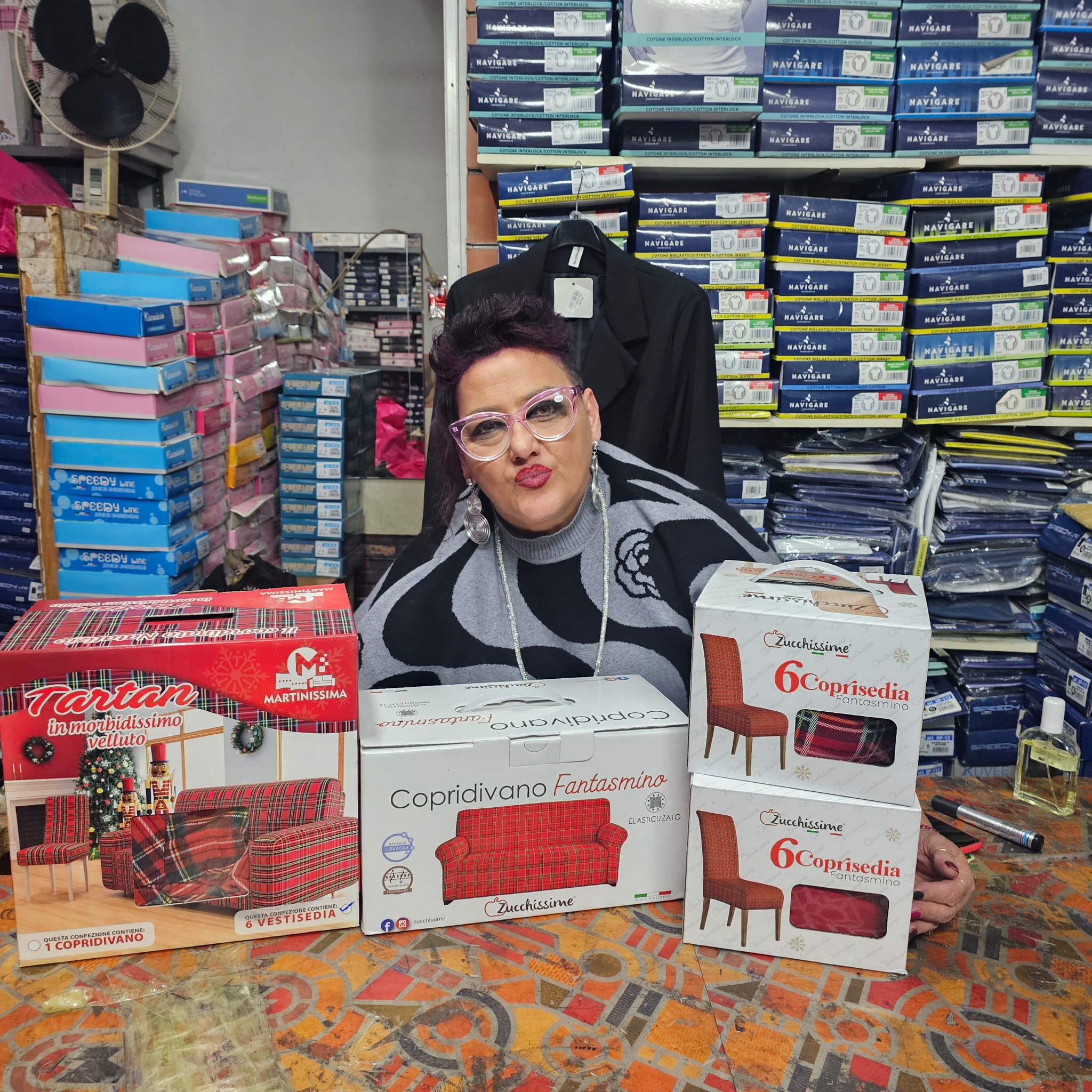 Copridivano tartan effetto velluto