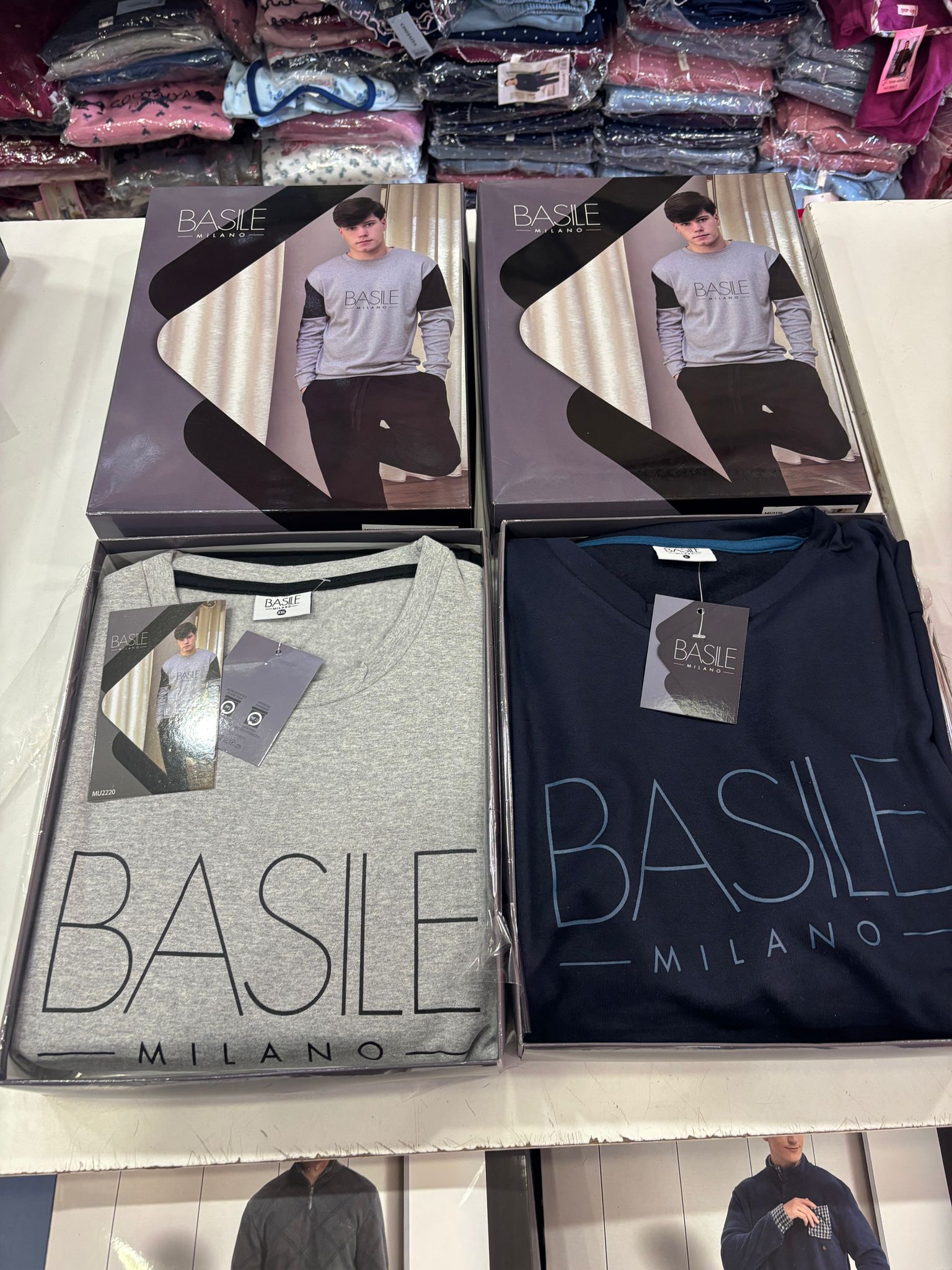 Pigiama basile milano tuta caldo cotone felpato con scritta in petto