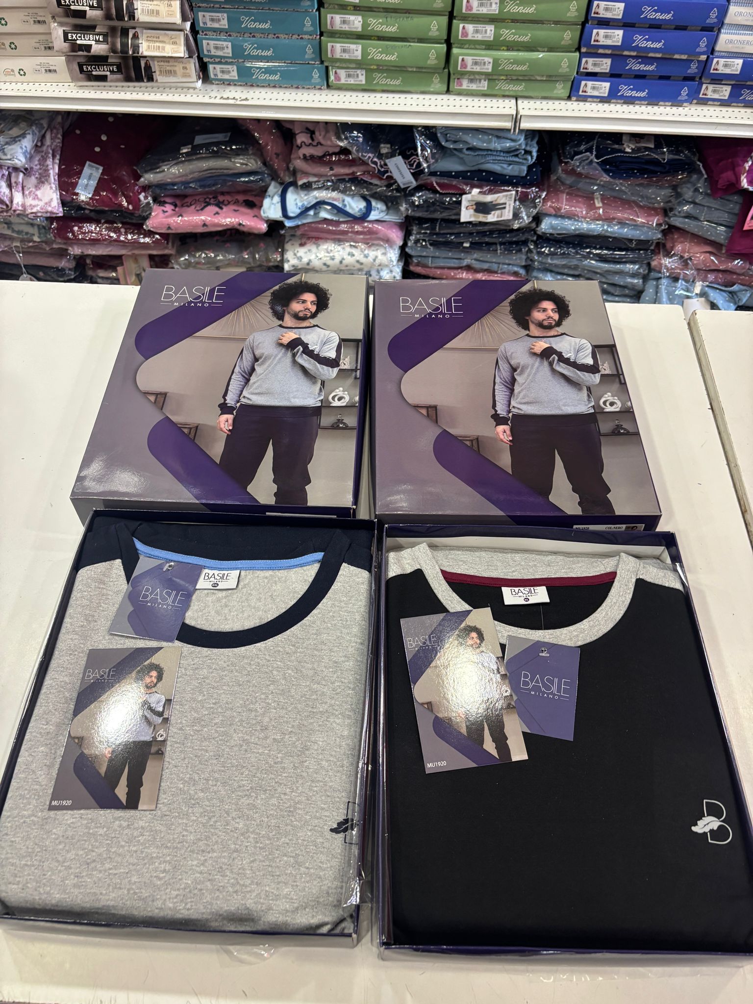 Pigiama tuta uomo basile caldo cotone felpato logo B sul petto