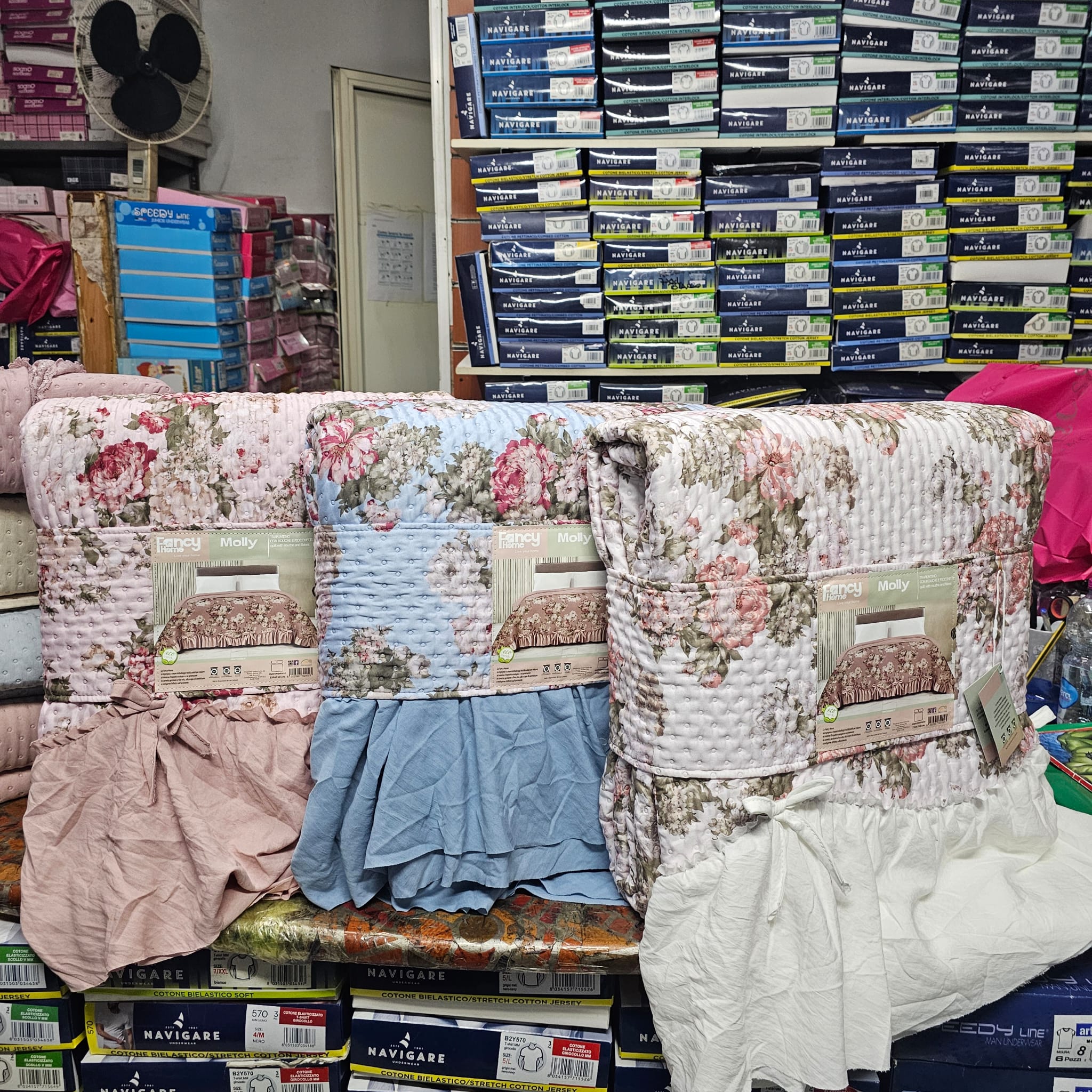 Trapuntino matrimoniale fiori balza francy