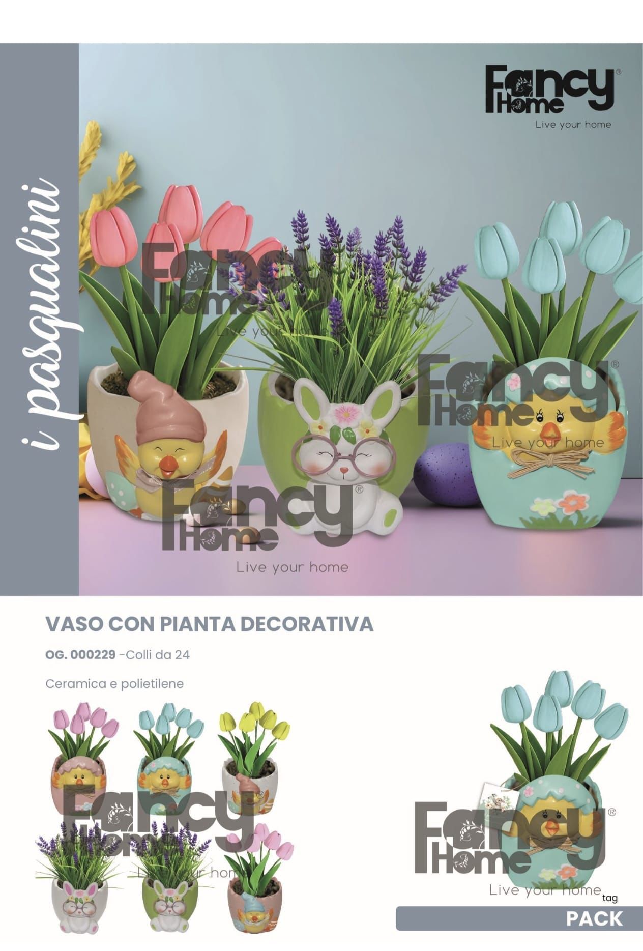 Set di 3 Piantine in vasetto ceramica
