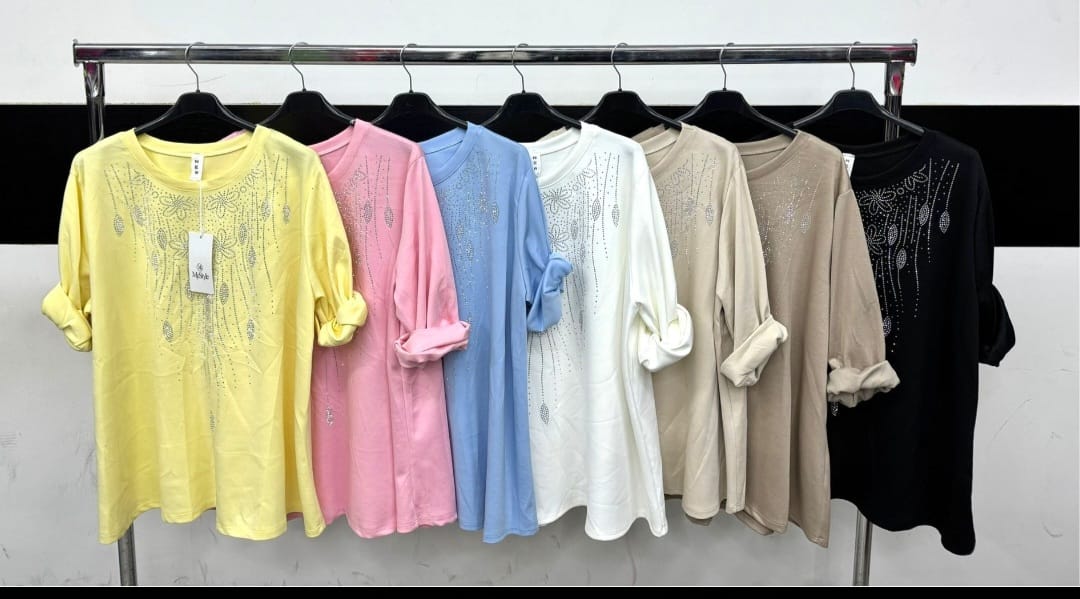 Felpina in tessuto modal con strass