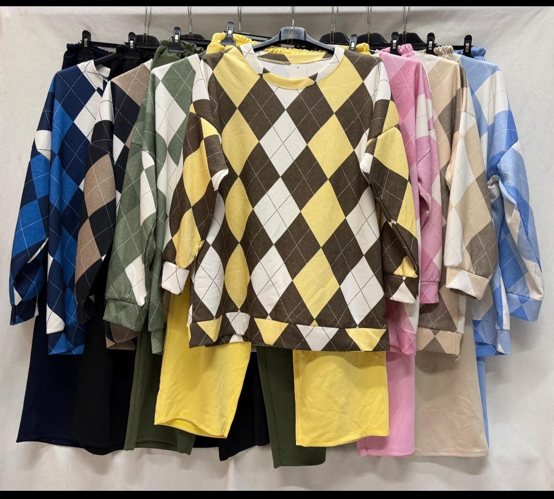 Completo/tuta quadri in tessuto modal