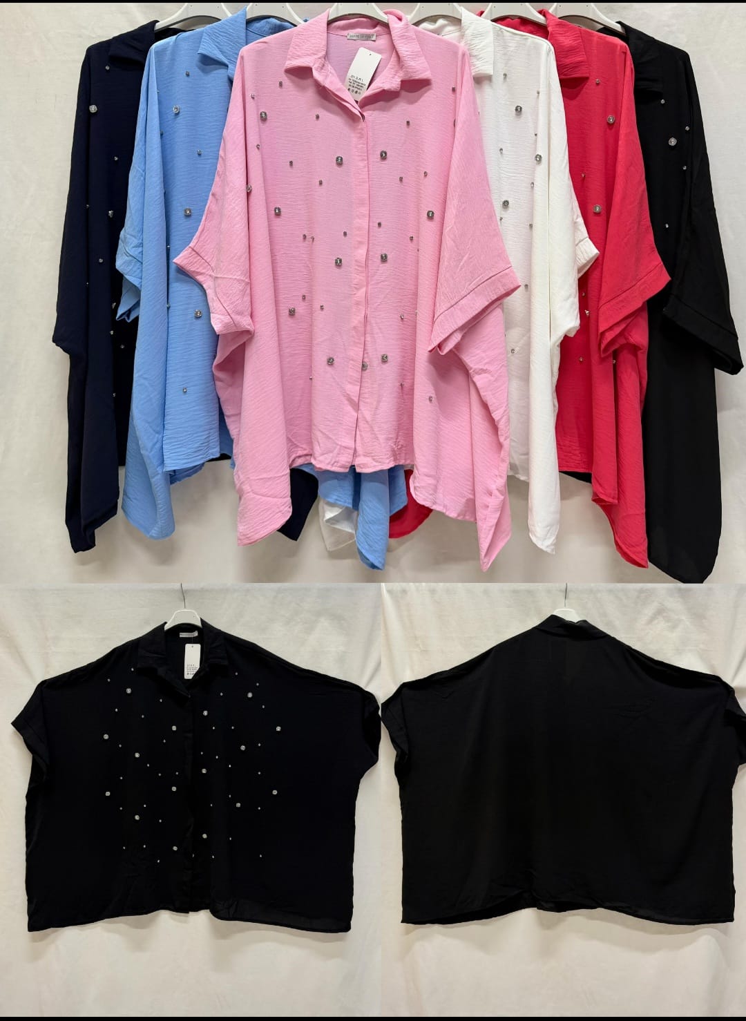 Camicione in viscosa e strass