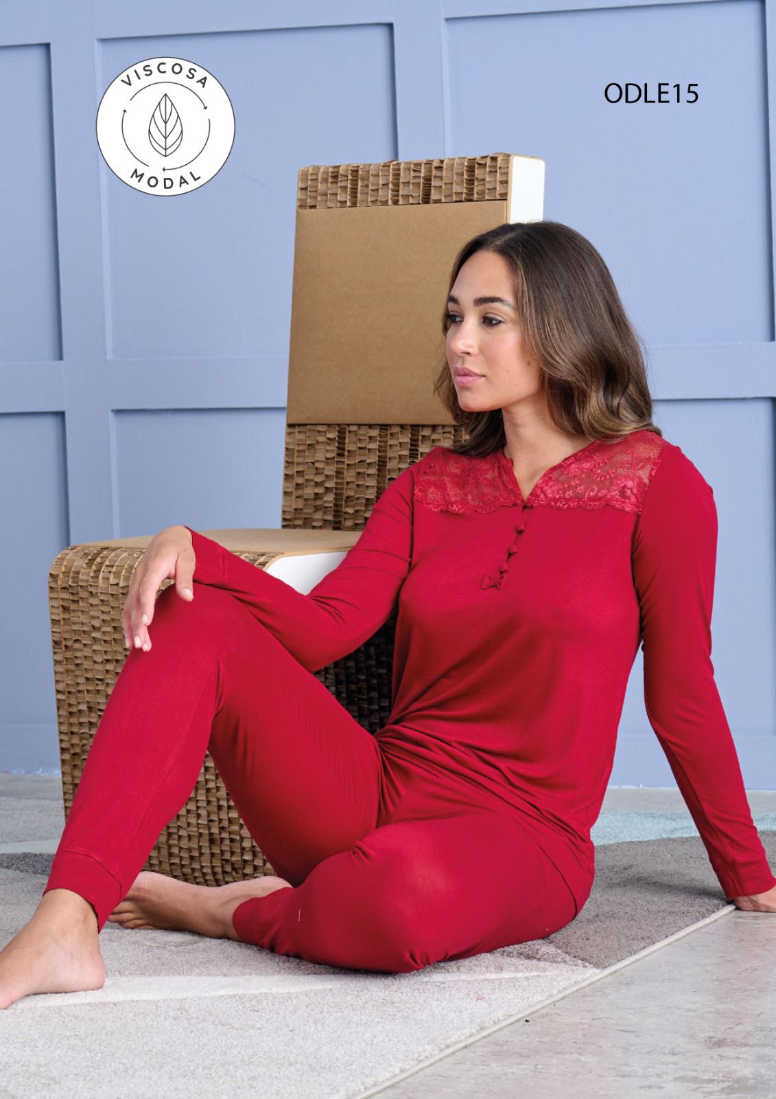 Pigiama oro nero con pizzo e bottoncini in tessuto modal