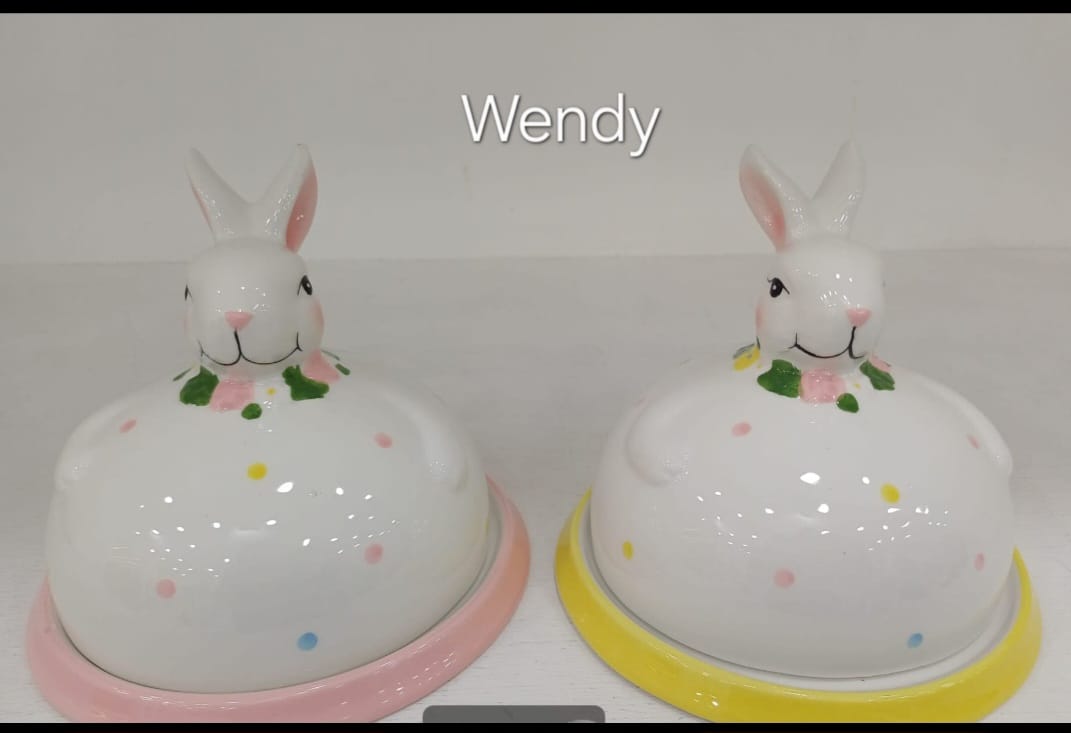 Porta bon bon pasquale in ceramica chiuso e aperto