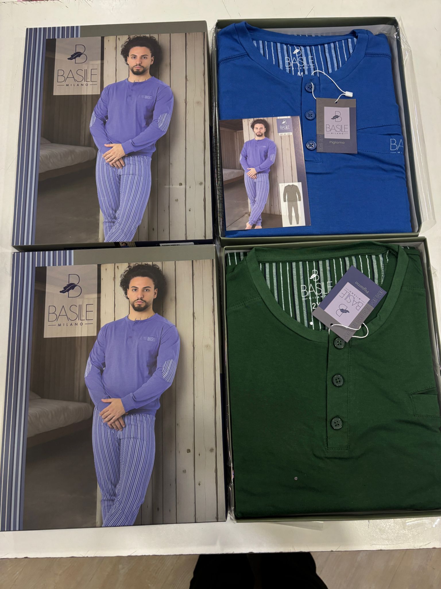 Pigiama basile uomo cotone con pantalone rigato