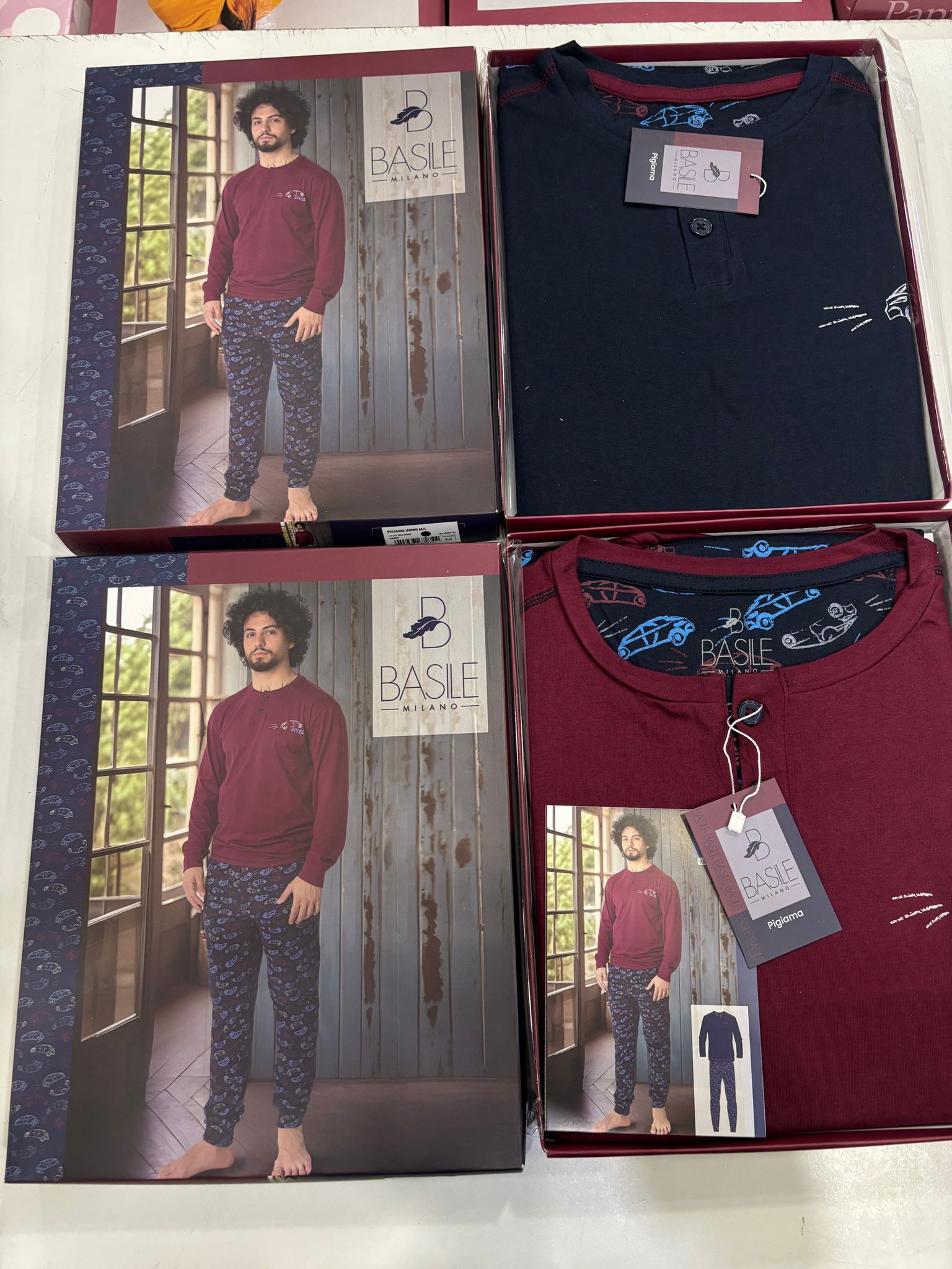 Pigiama basile uomo cotone dettaglio pantalone fantasia