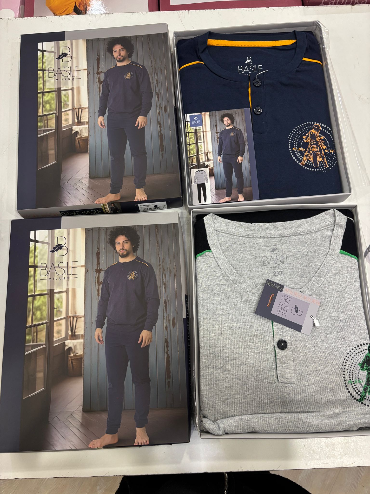 Pigiama basile con stemma moto in cotone